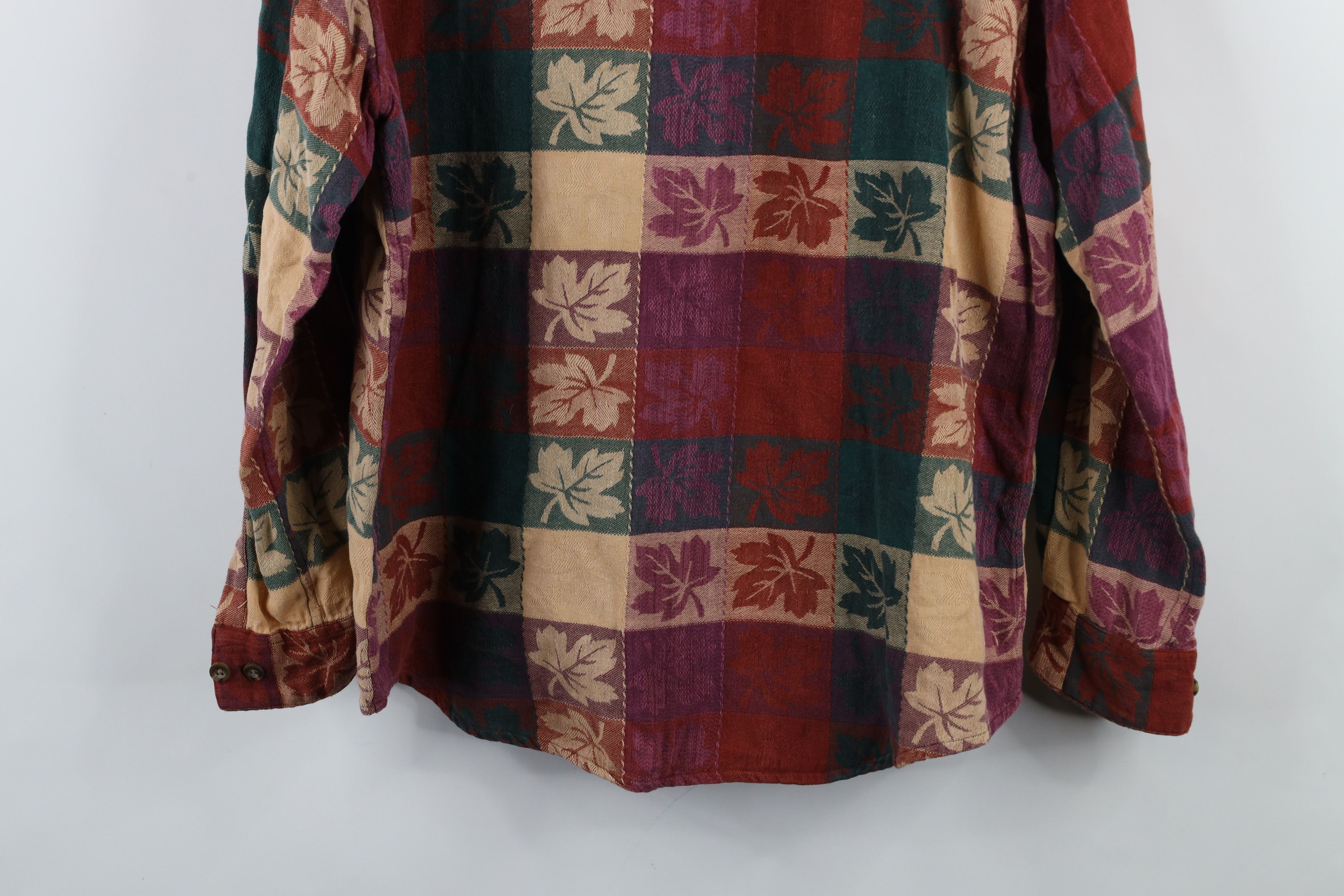 Vintage Vintage 90s Streetwear Nature Leaf Patchwork Button Shirt Size L / US 10 / IT 46 - 10 Thumbnail