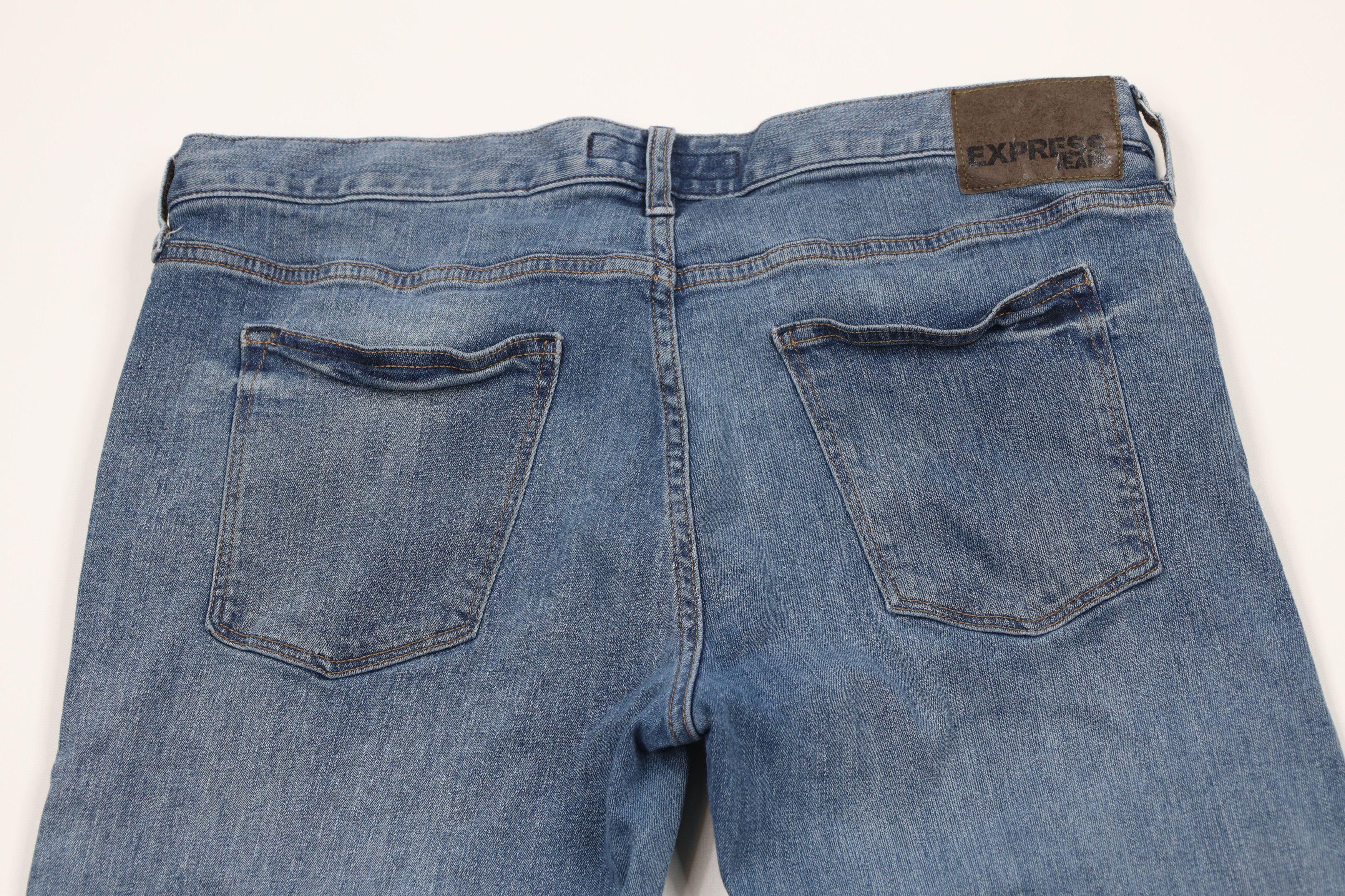 Express × Vintage Express Skinny Leg Ribbed Moto Motorcycle Denim Jeans Blue Size US 34 / EU 50 - 9 Thumbnail