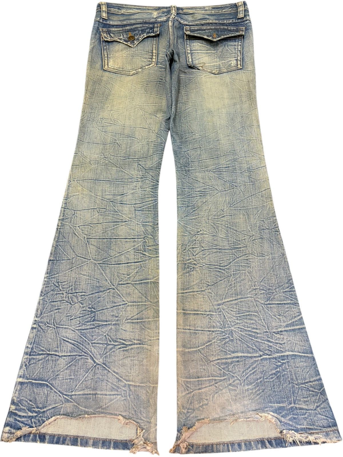 If Six Was Nine Vintage Japanese Brand Rusty Wash Distress Flare Jeans Size 35" - 2 Thumbnail