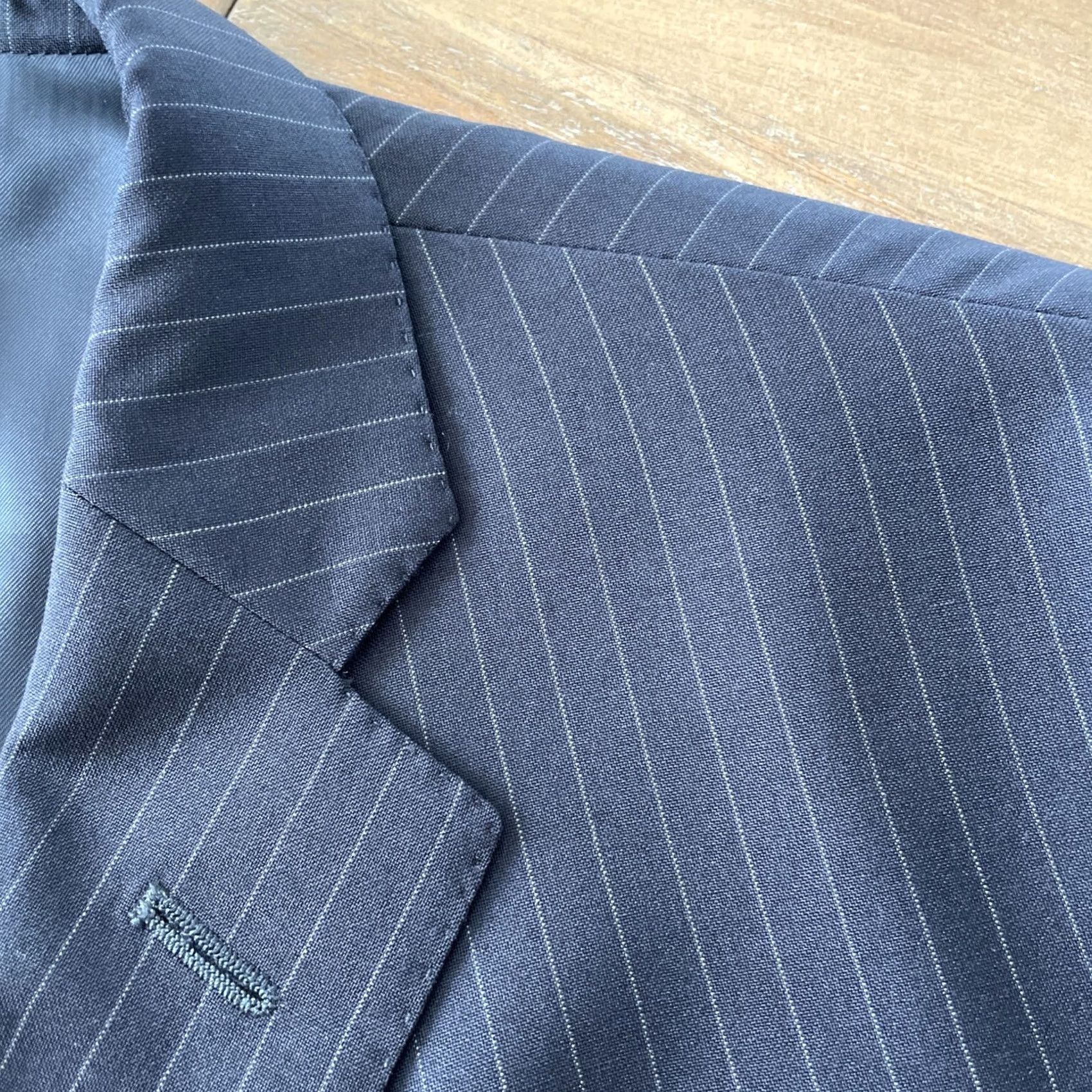 Polo Ralph Lauren Polo Ralph Lauren Blazer Sport Coat Mens 46L Slim Navy Blue Pinstripe Wool 3-Button Notch Lapel Italy St... Size US XXL / EU 58 / 5 - 7 Thumbnail
