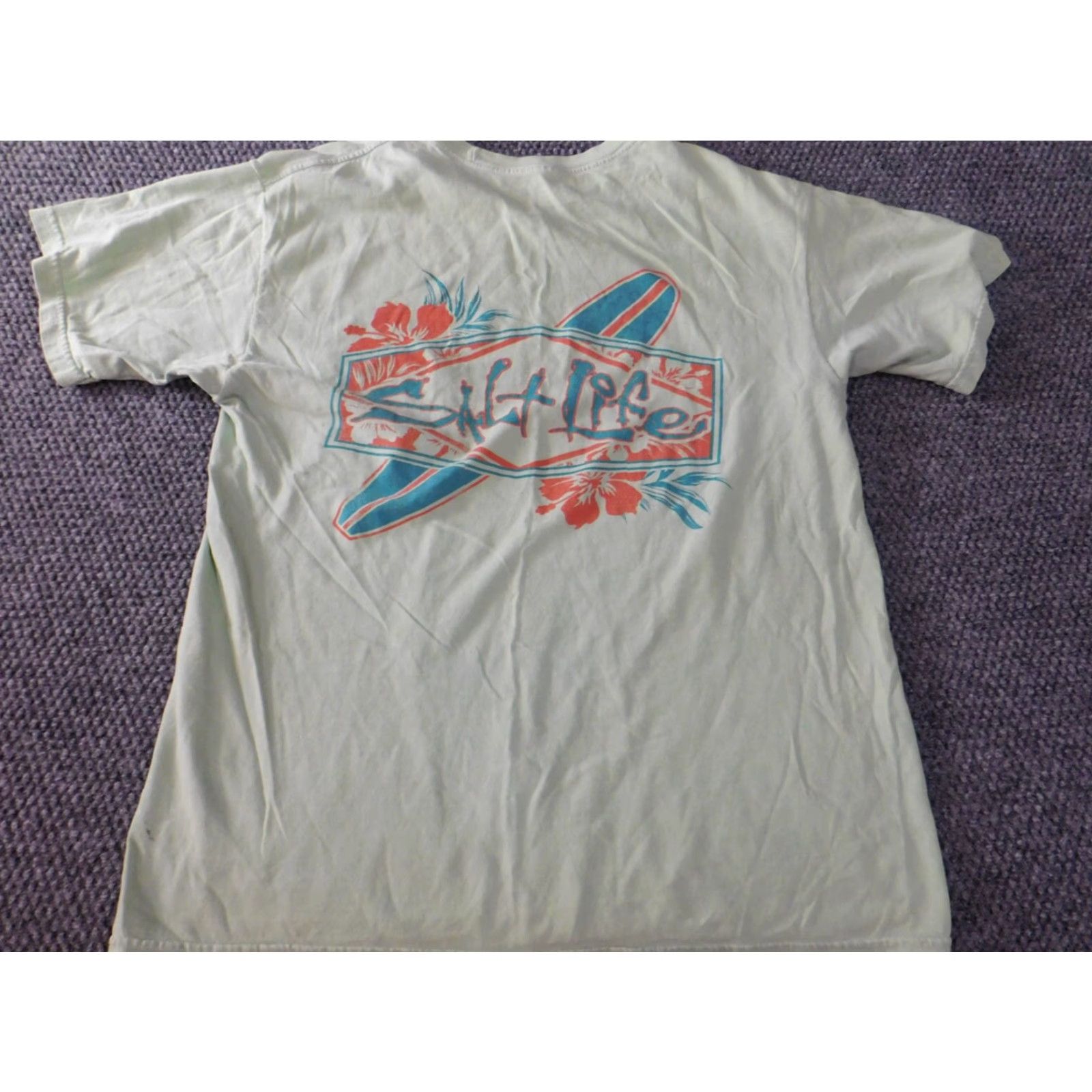 Vintage Salt Life Men's Shirt Short Sleeve T-Shirt Crew Neck Green Cotton Logo Beach Surfing 90s? Size US M / EU 48-50 / 2 - 7 Thumbnail