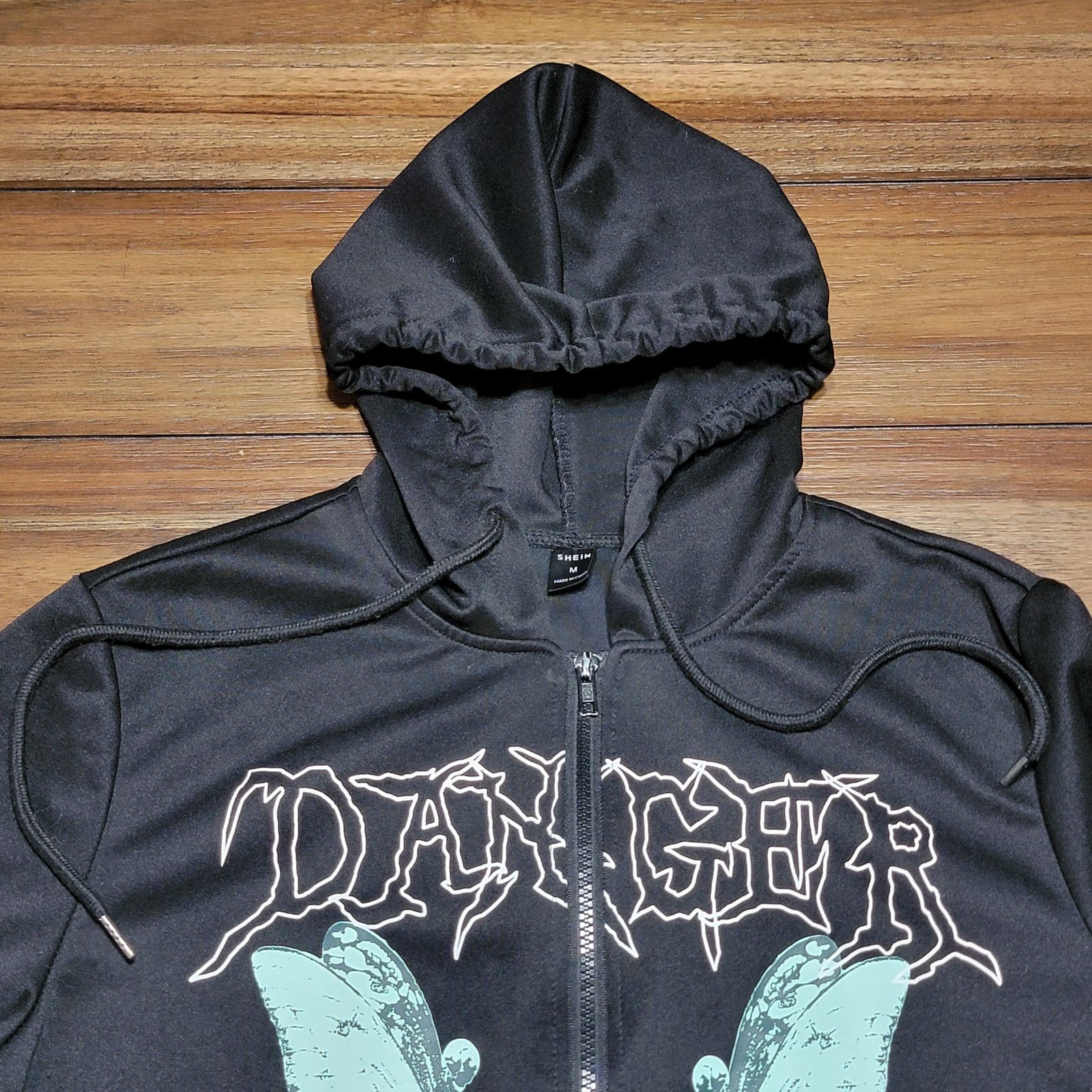 Shein Shein LS Full Zip Gothic Hoodie Jacket "Danger" - Medium Size M / US 6-8 / IT 42-44 - 2 Thumbnail