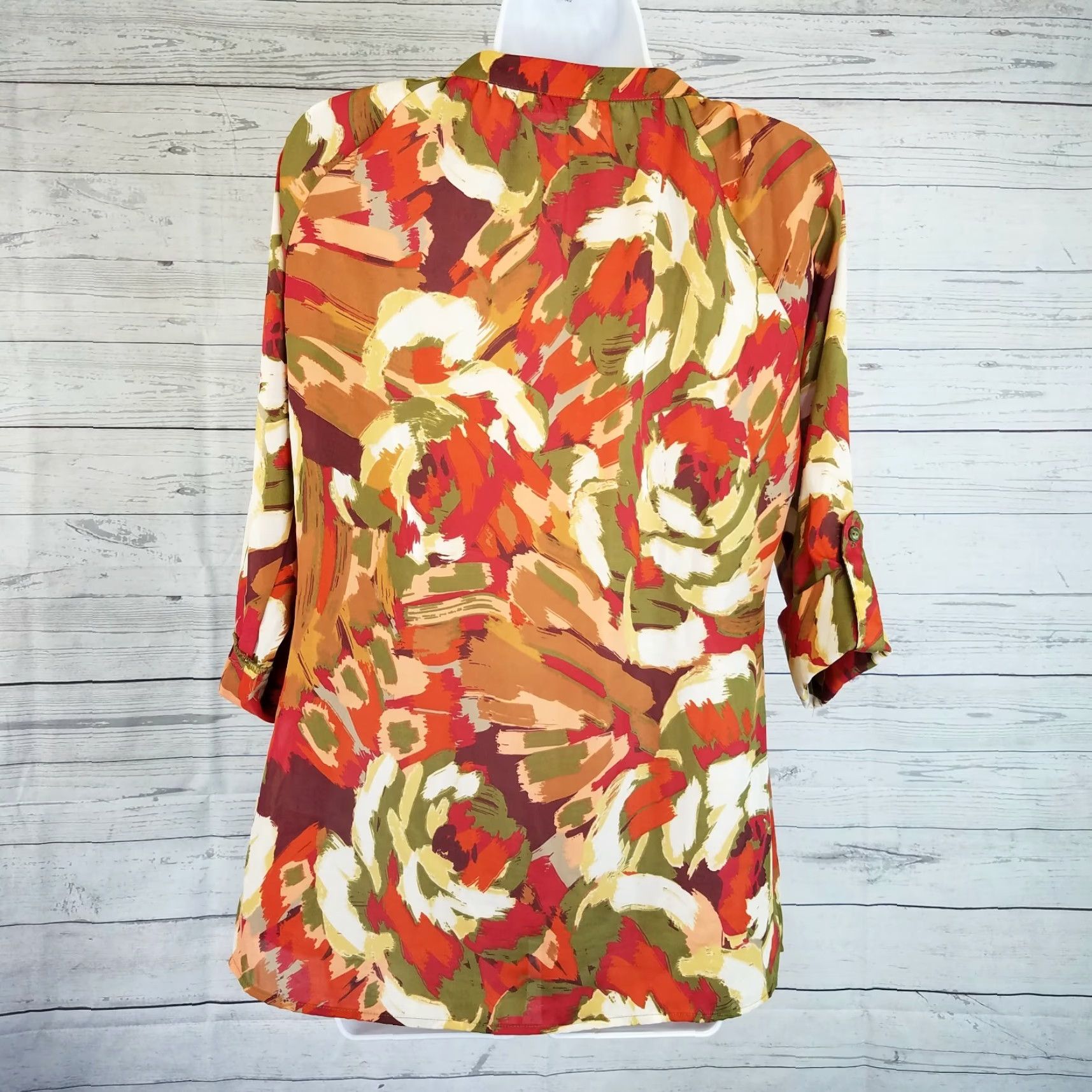 Vintage Gibson Womens Popover Blouse Sz Small Orange 3/4 Sleeve Shirt Womens Blouse Size S / US 4 / IT 40 - 3 Thumbnail