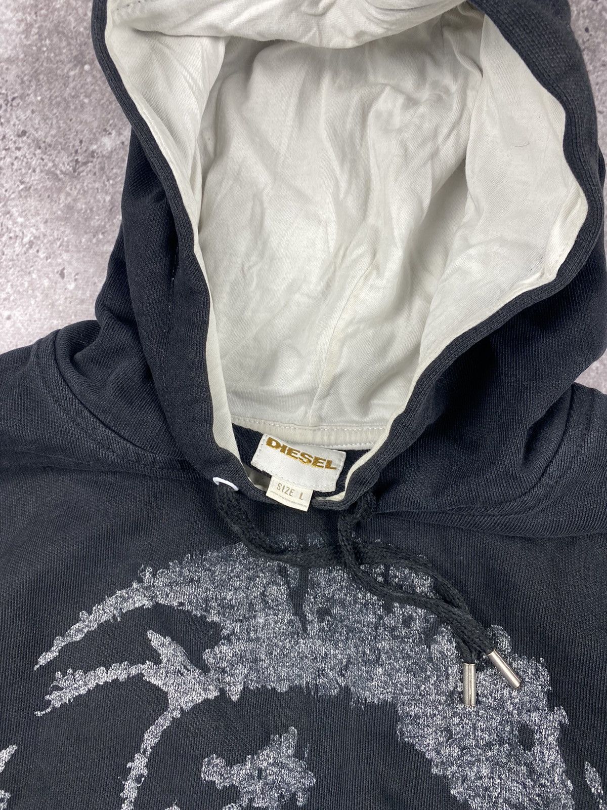 Diesel Vintage Y2K Diesel Face Punk Big Logo Black Hoodie Hooded Size US L / EU 52-54 / 3 - 3 Thumbnail