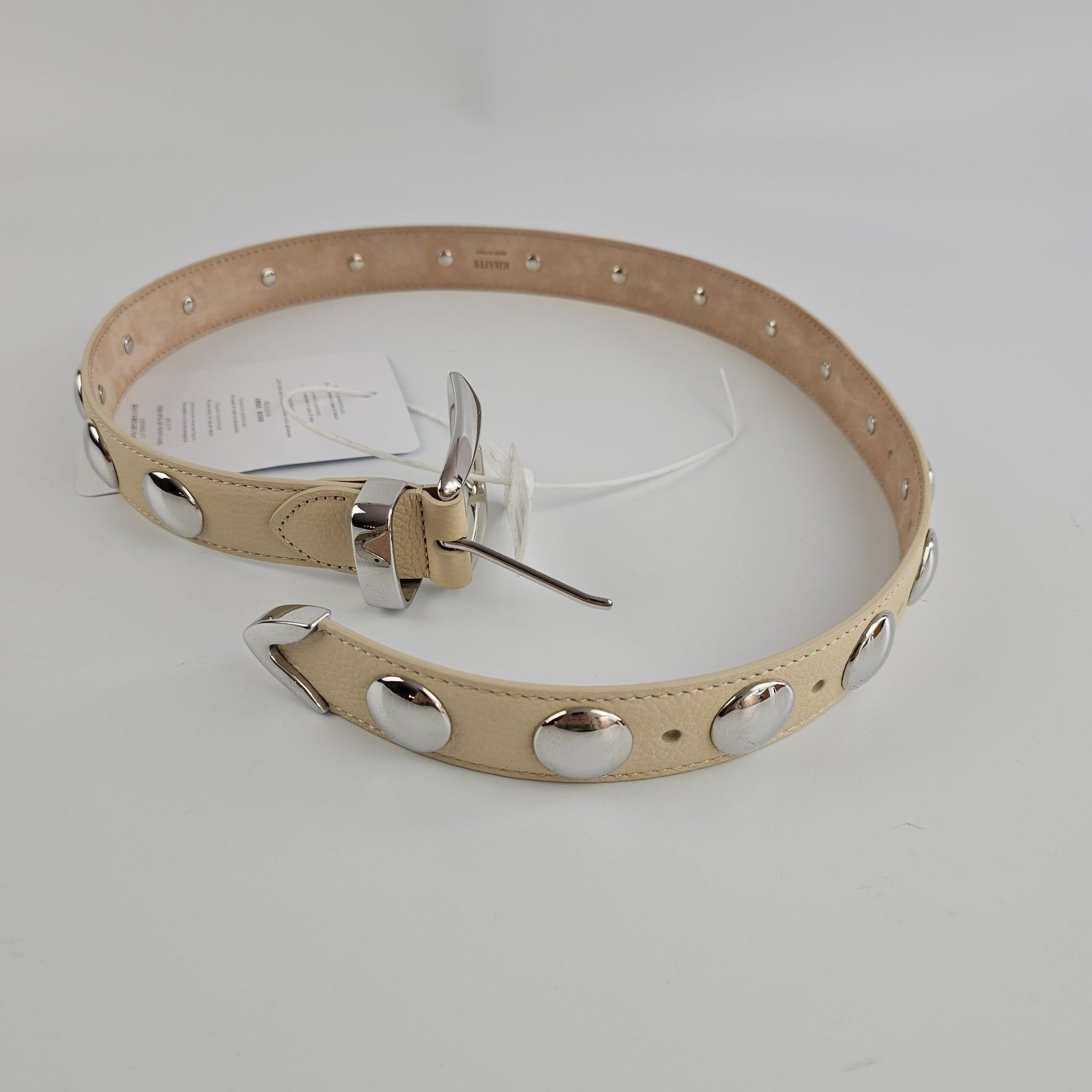 KHAITE KHAITE Benny Dark Ivory Leather Silver Studs Belt Size ONE SIZE - 6 Thumbnail