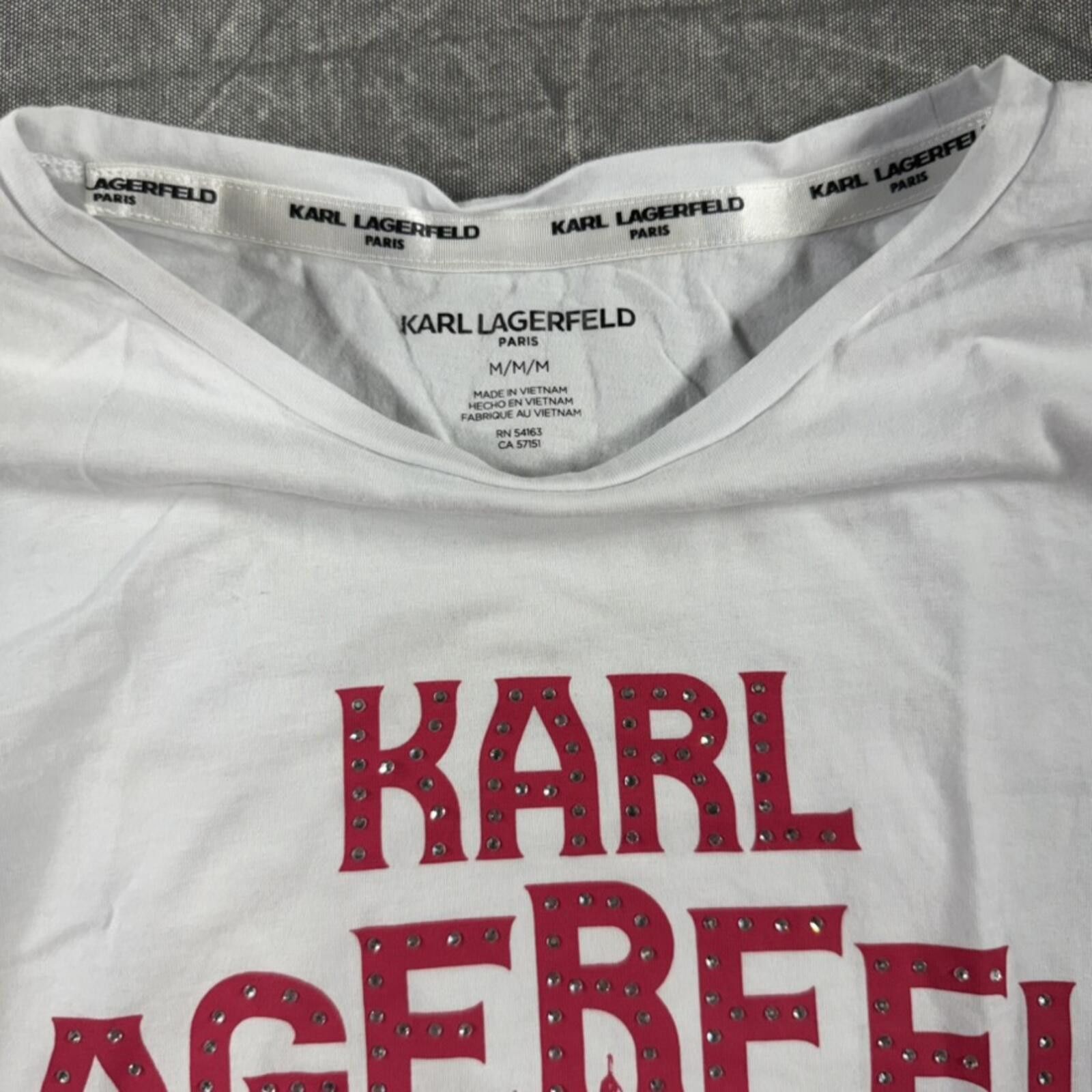 Karl Lagerfeld Karl Lagerfeld Shirt Women's M White Pink Paris Studs Size M / US 6-8 / IT 42-44 - 3 Thumbnail