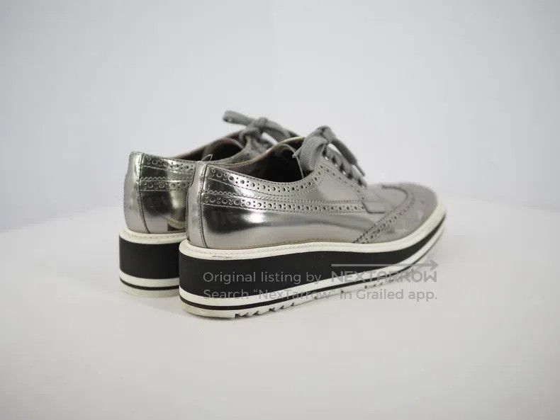 Prada Prada Silver Carved Thick Sole Mules Size US 5.5 / IT 35.5 - 2 Thumbnail