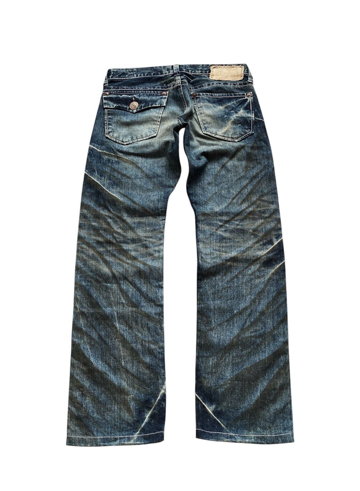 Tornado Mart WHISKER WAXED STUDDED BLUEWAY JEANS MAKER MADE IN NIPPON Size US 34 / EU 50 - 2 Thumbnail