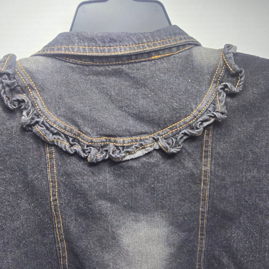 The Unbranded Brand Girls Mud Kingdom Black Ruffle Jean Jacket Size 10 Size M / US 6-8 / IT 42-44 - 12 Thumbnail