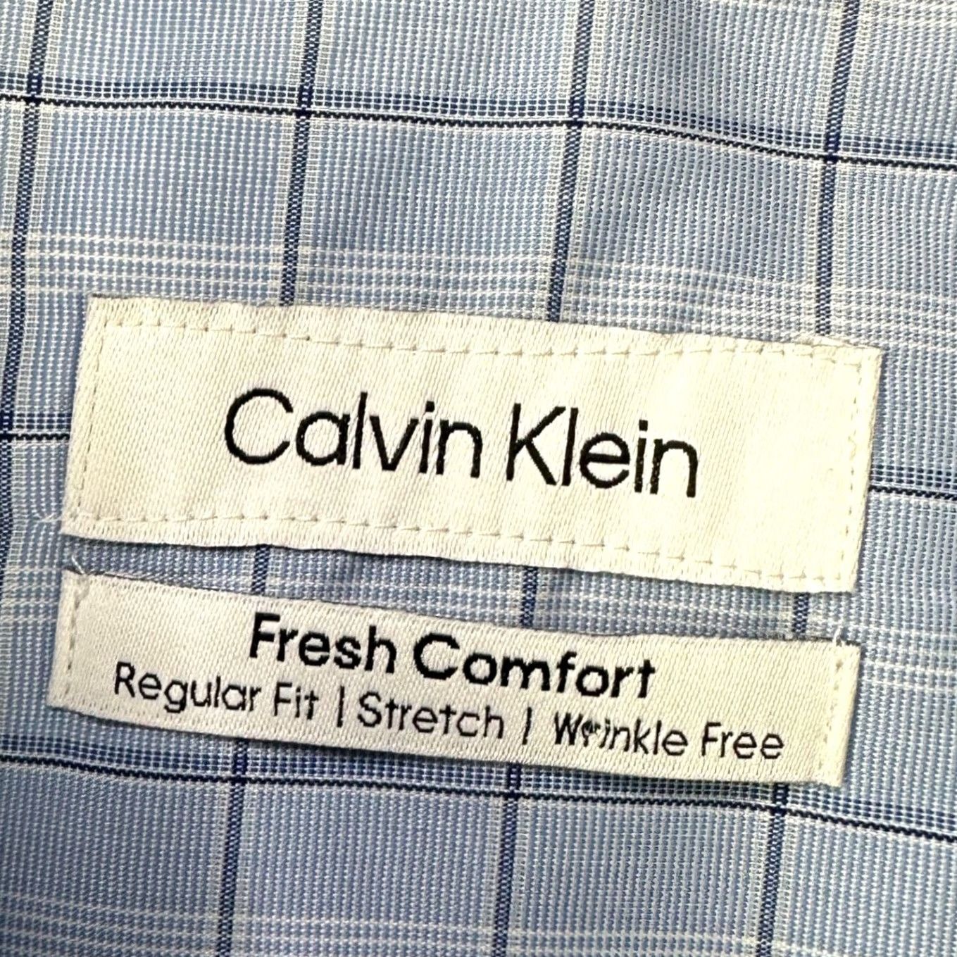 Calvin Klein Calvin Klein Dress Shirt Men Large 16-16.5 32-33 Blue Plaid NEW Size 42R - 5 Thumbnail