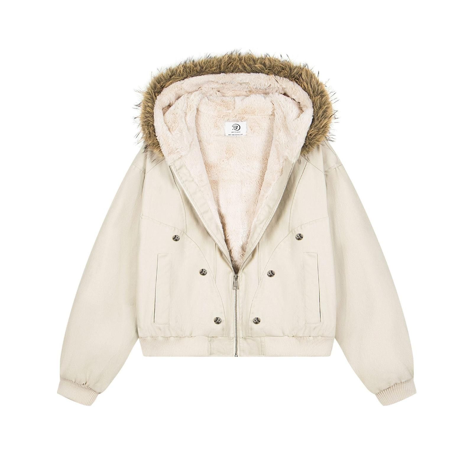 Other Camouflage Fur Hooded Bomber Jacket, Warm Winter Coat Size US L / EU 52-54 / 3 - 7 Thumbnail