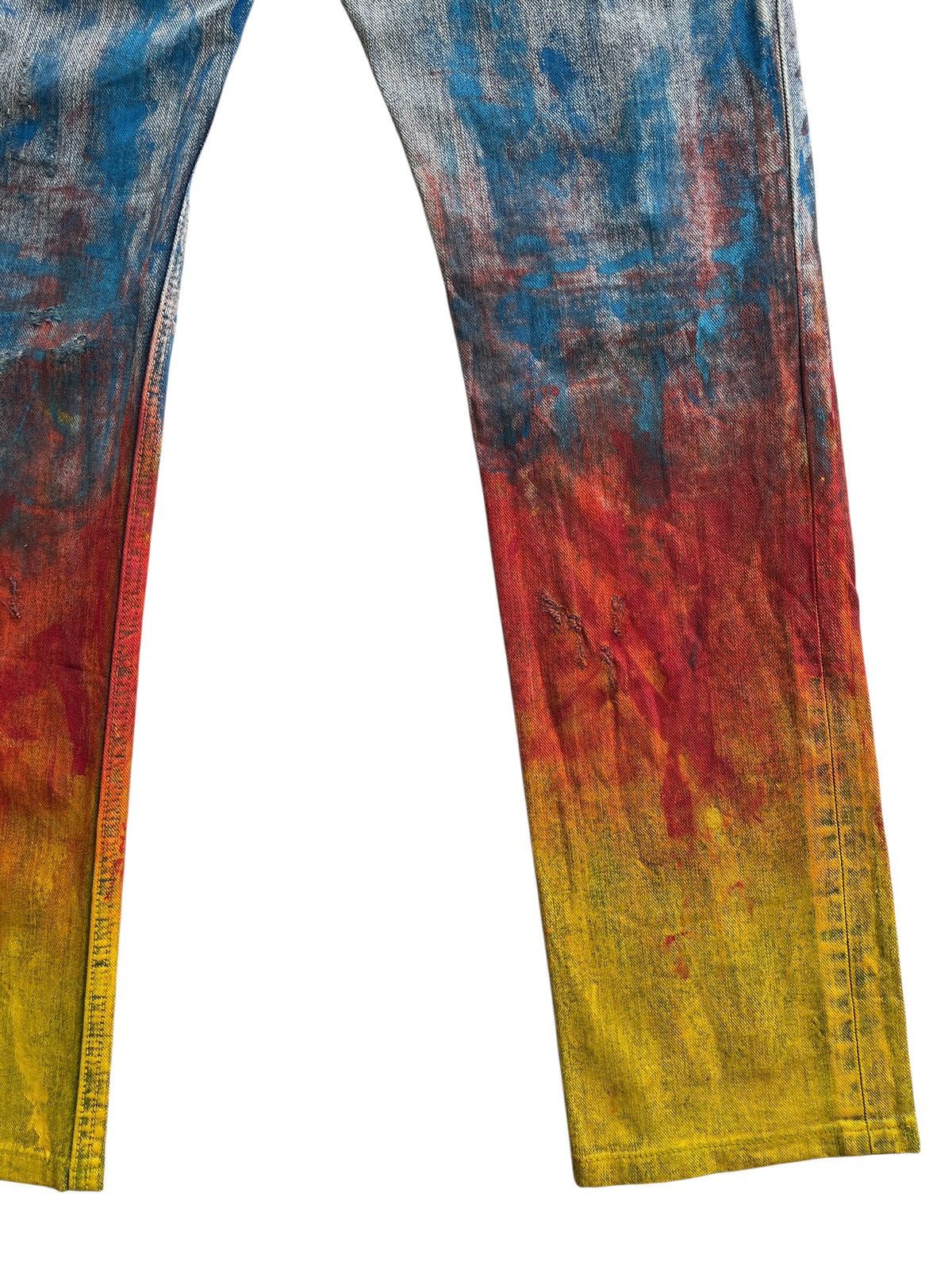 Japanese Brand Yevs Japan Flame Paint Denim Streetwear Size 30" / US 8 / IT 44 - 13 Thumbnail