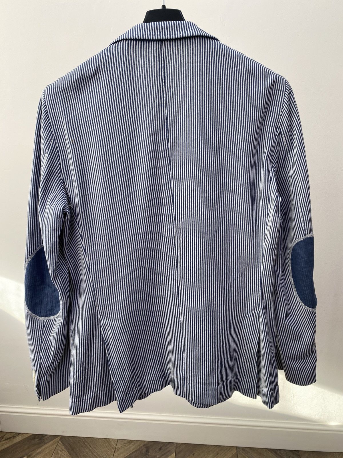 Tombolini Vintage Tombolini Blue White Striped Cotton Blazer Jacket Size 48R - 10 Thumbnail