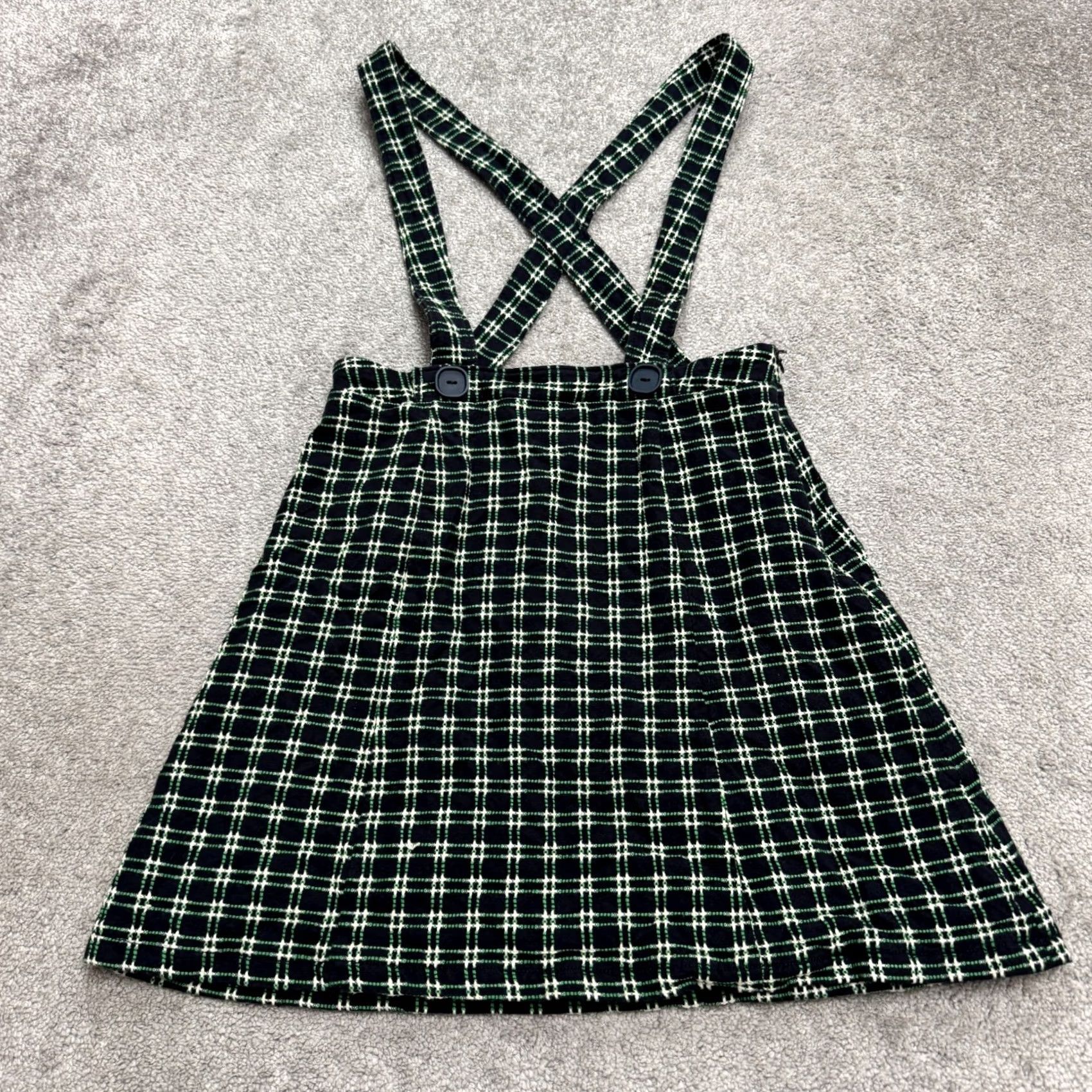 Anthropologie Maeve By Anthropologie Plaid Suspender Pinafore Jumper Dress Womens 6 Navy Green Plaid Sleeveless Multicolor 6 Womens Size M / US 6-8 / IT 42-44 - 2 Thumbnail