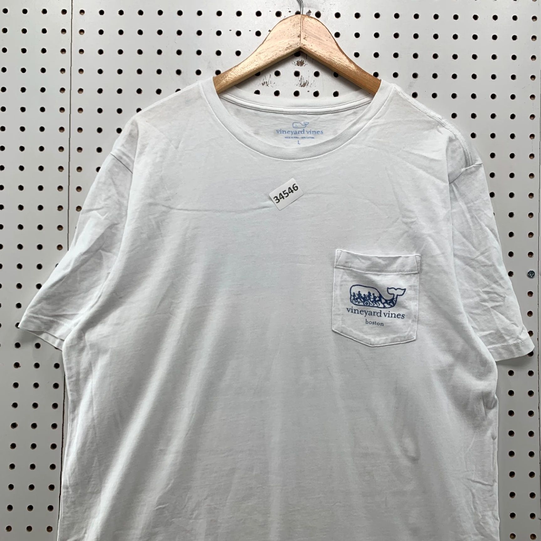 Vineyard Vines VINTAGE Vineyard Vines Boston Marathon T-Shirt Mens Large White Pocket USA Flag Size US L / EU 52-54 / 3 - 3 Thumbnail