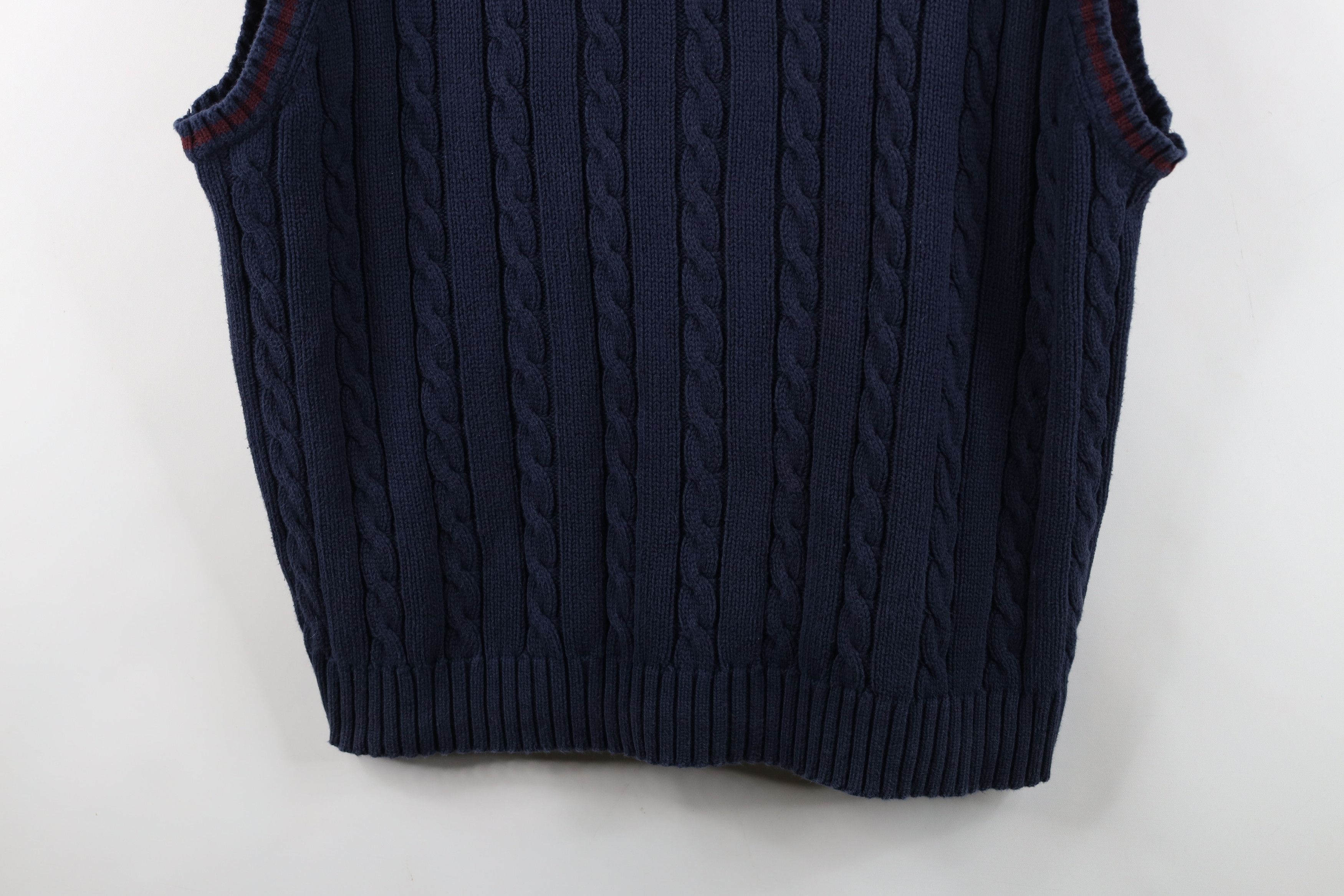 Gap Vintage 90s Gap Chunky Cable Knit Sweater Vest Navy Blue Size US XL / EU 56 / 4 - 3 Thumbnail