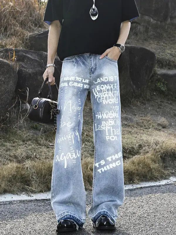 Japanese Brand Retro loose high street printed jeans Size US 32 / EU 48 - 1 Thumbnail