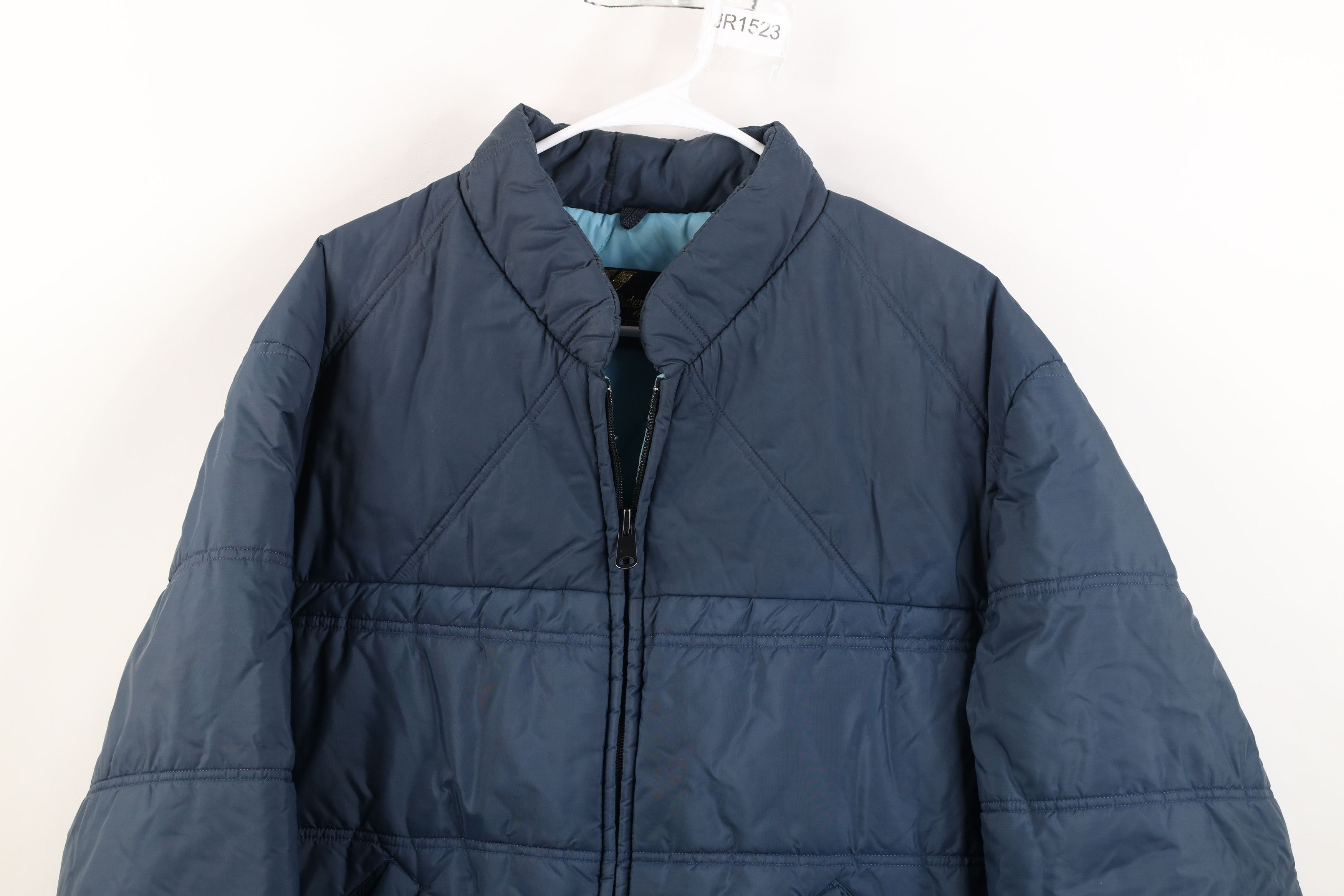 Vintage Vintage 70s Streetwear Full Zip Puffer Jacket Navy Blue Size US XL / EU 56 / 4 - 2 Thumbnail