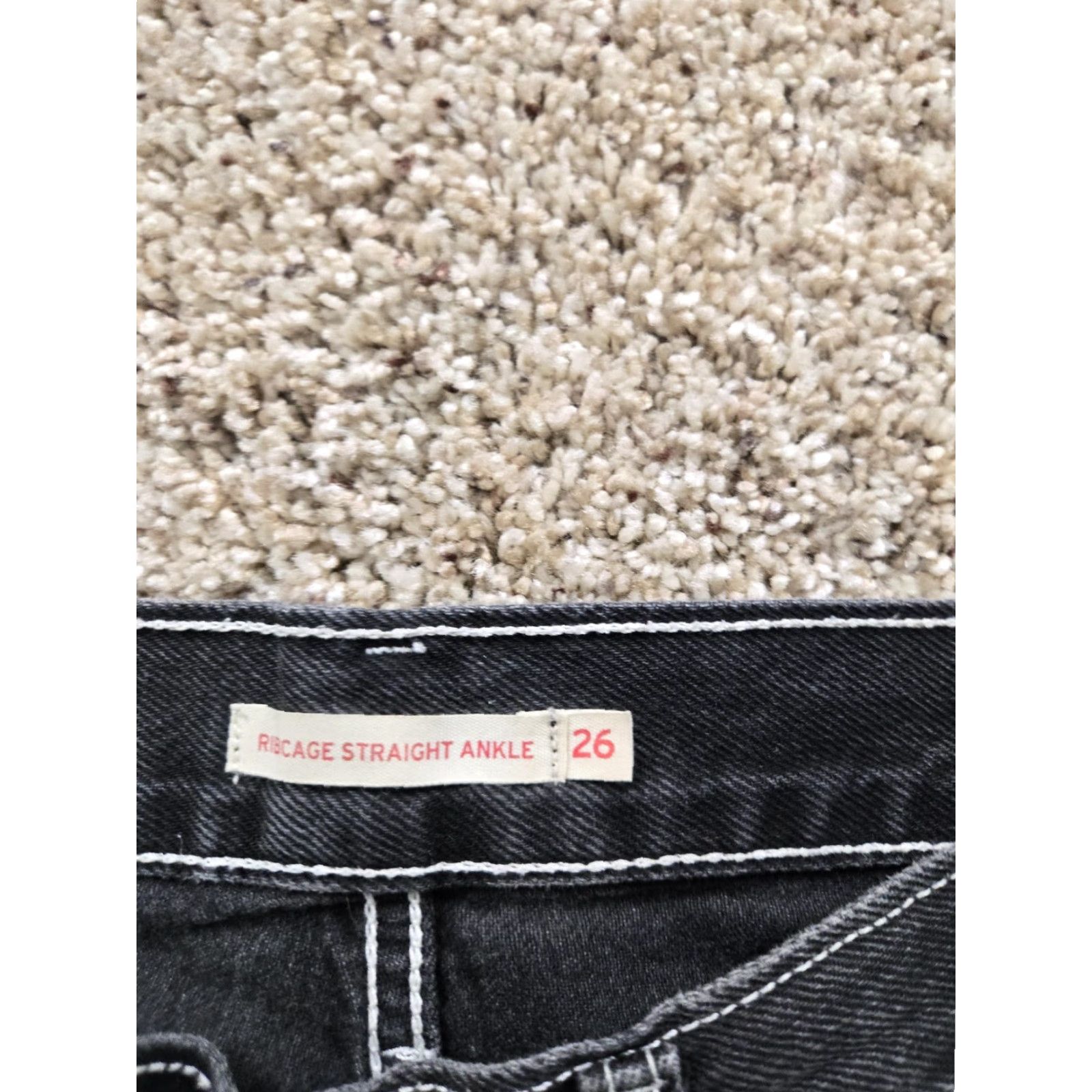 Levi's Levi's Ribcage Straight Jeans Womens 26 Black Charcoal High Rise Denim Size 26" / US 2 / IT 38 - 4 Thumbnail