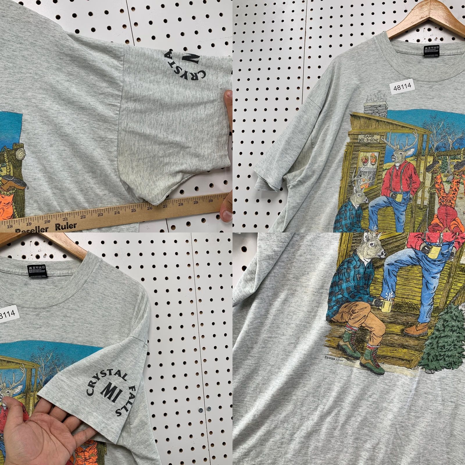 Fruit Of The Loom VINTAGE Nike Shirt Mens 2XL Gray Funny Hunting Deer Humour T-Shirt Size US XXL / EU 58 / 5 - 9 Thumbnail