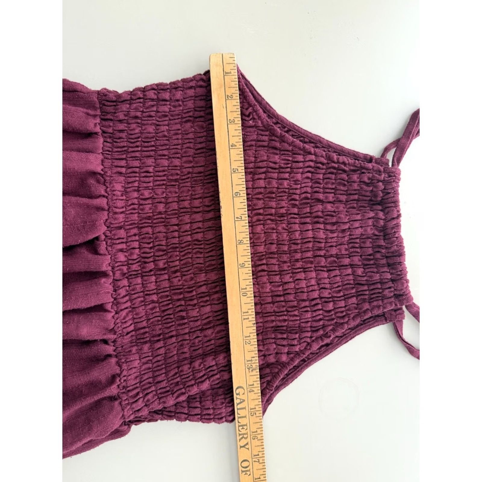 Vintage Universal Thread Womens Maroon Smocked Halter Top Maxi Dress Size L Side Slits Size L / US 10 / IT 46 - 6 Thumbnail