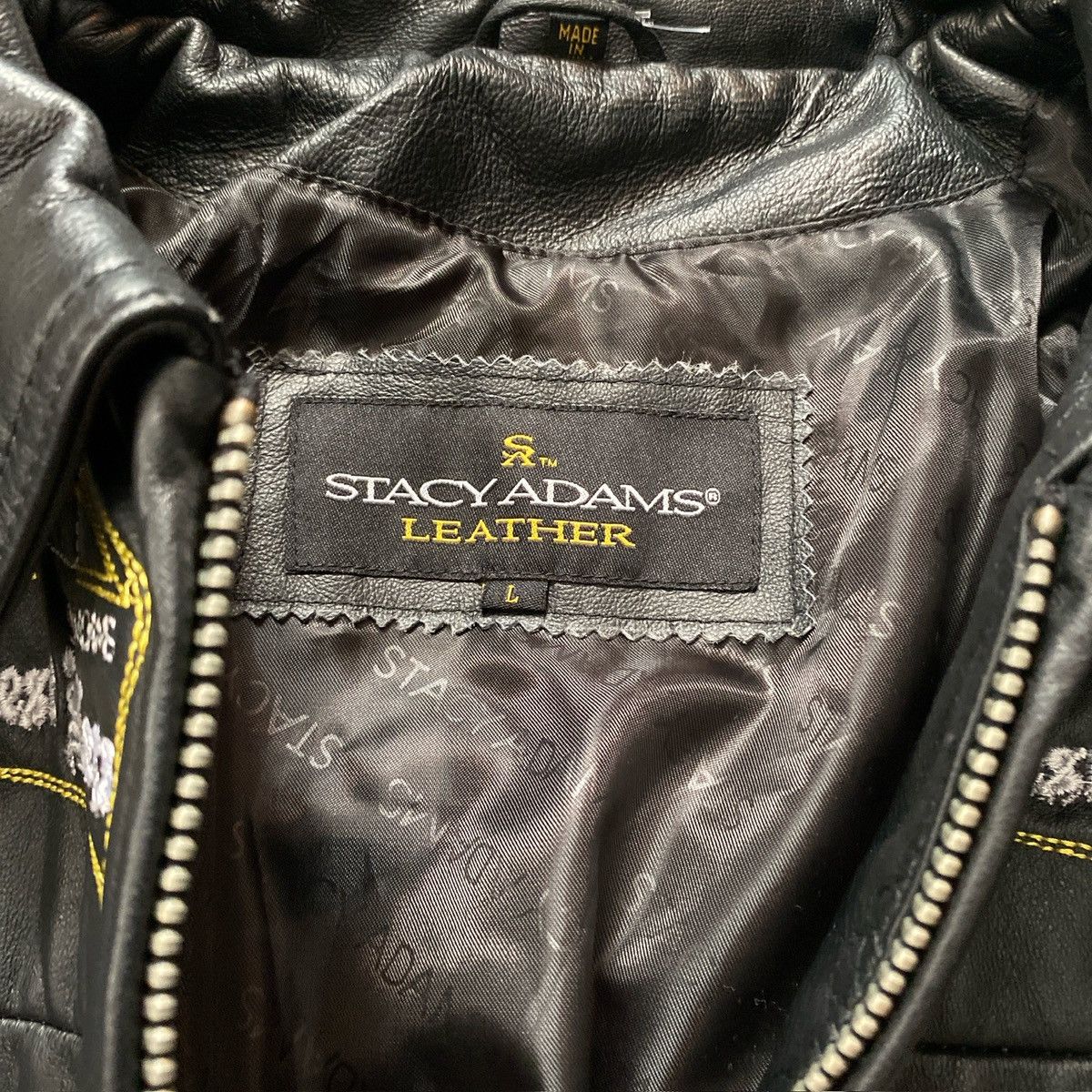 Stacy Adams Rare Stacy Adams Leather Embroidered Leather Jacket Size US L / EU 52-54 / 3 - 5 Thumbnail