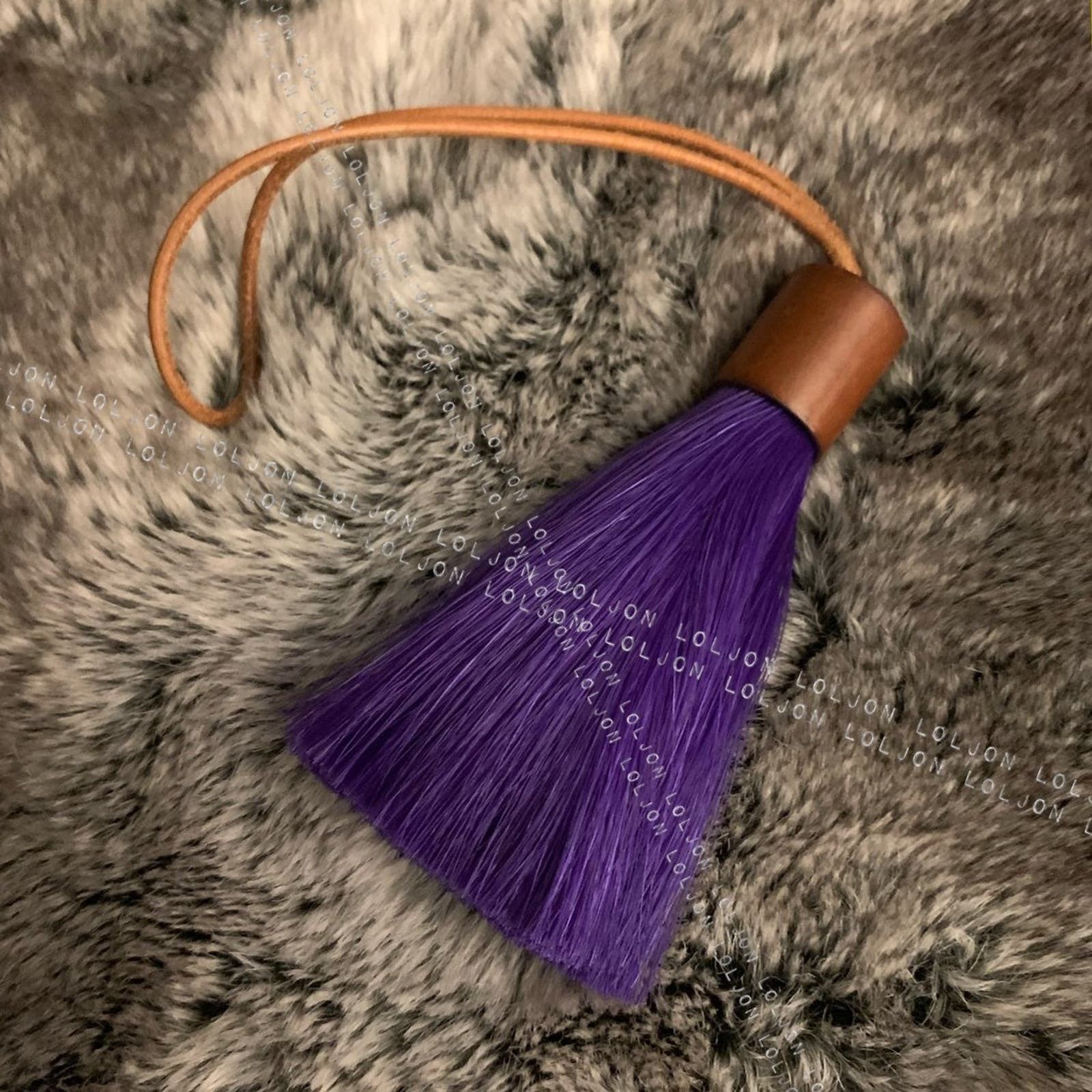 image of Hermes Horsehair Pom Pom Crin De Cheva Blue Bag Charm, Men's