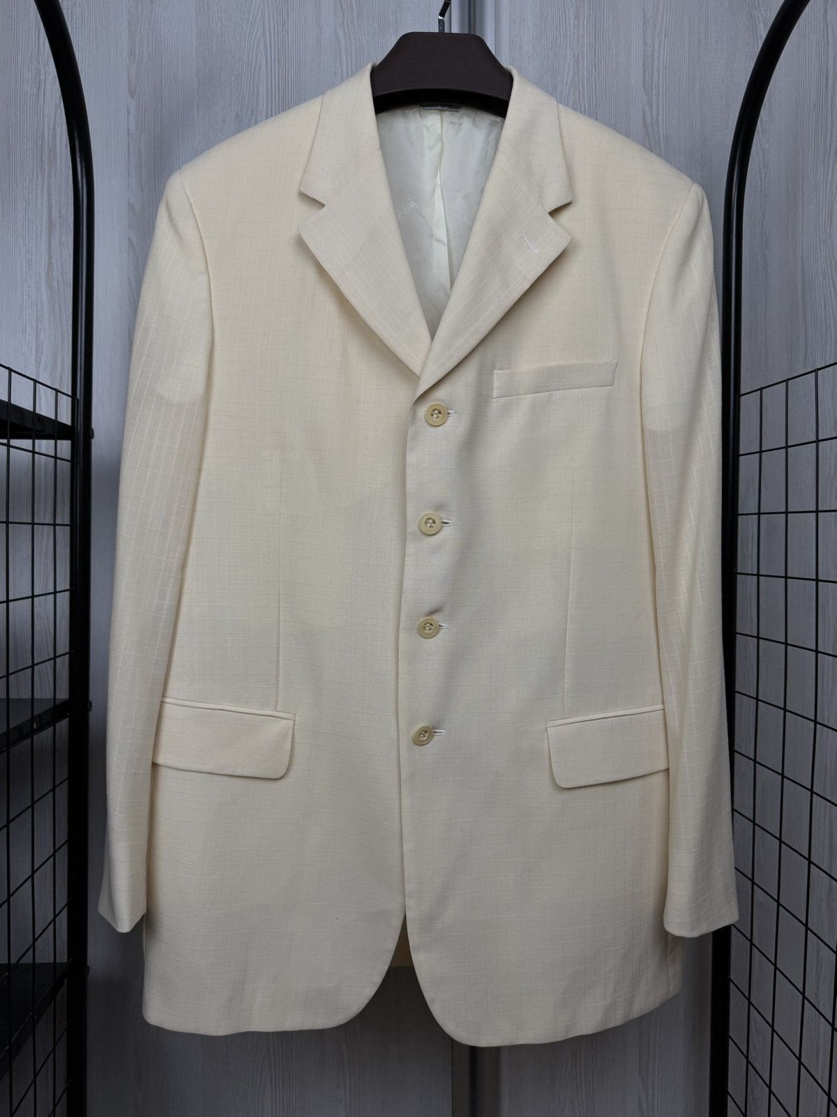 Versace Versus Versace yellow wool 4 buttons made in Italy blazer Size 42R - 2 Thumbnail