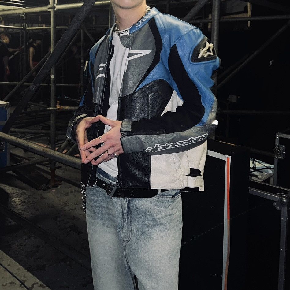 Alpinestars Alpinestars Moto Leather Jacket (Blue/Black/Grey