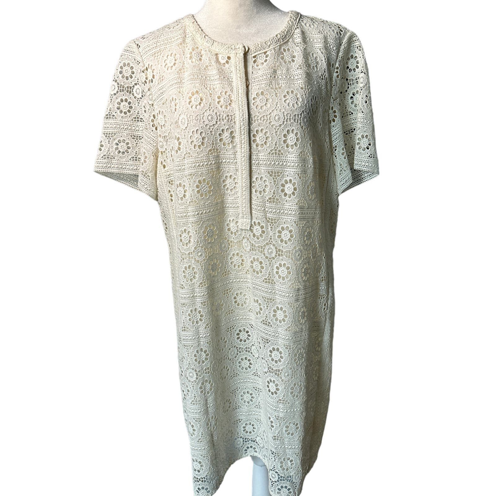 image of Burberry Brit White Eyelet Dress Size 10, Women's