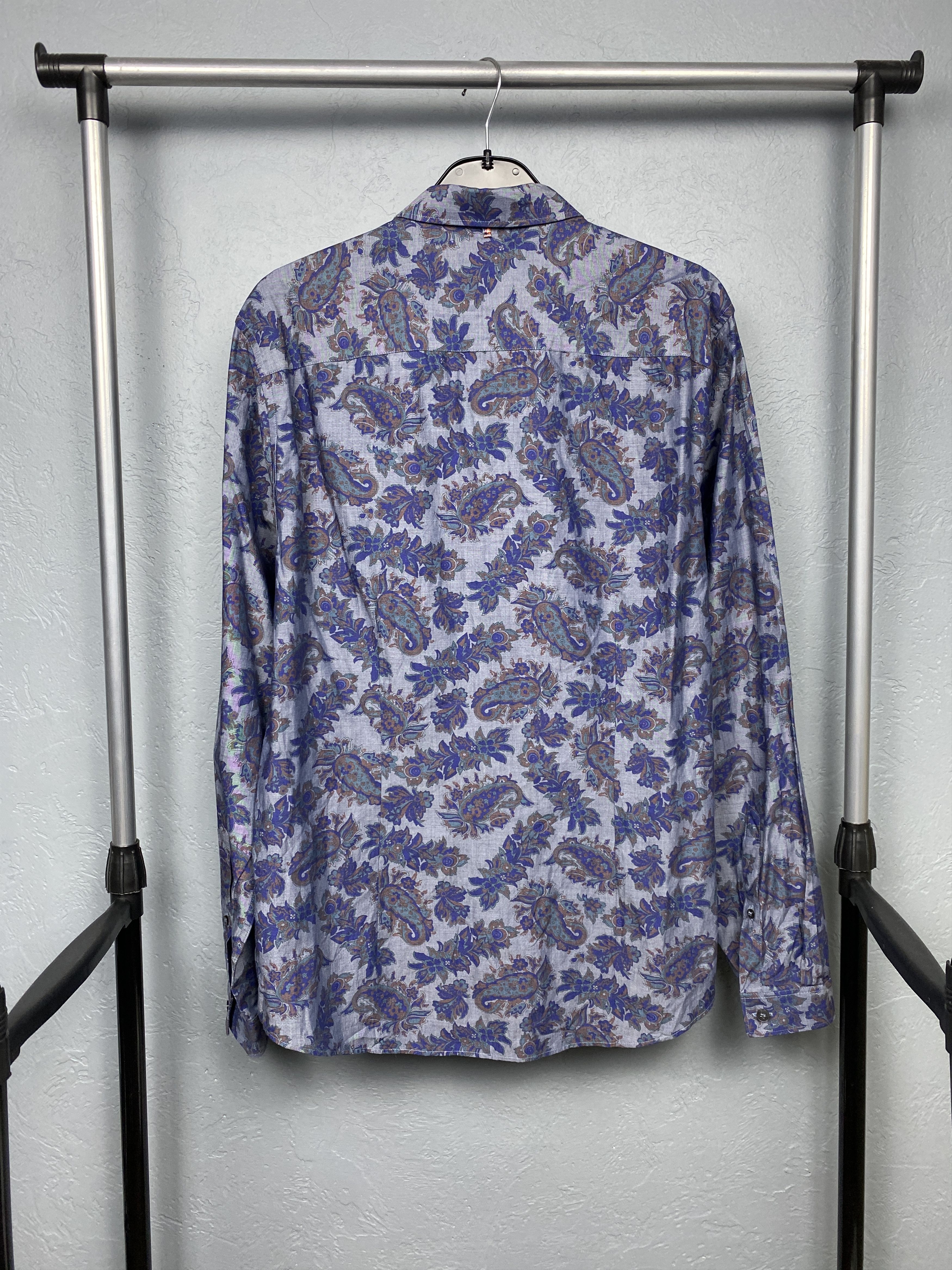 Pretty Green Pretty Green Mens Paisley Patterned Long Sleeve Shirt Size US L / EU 52-54 / 3 - 6 Thumbnail