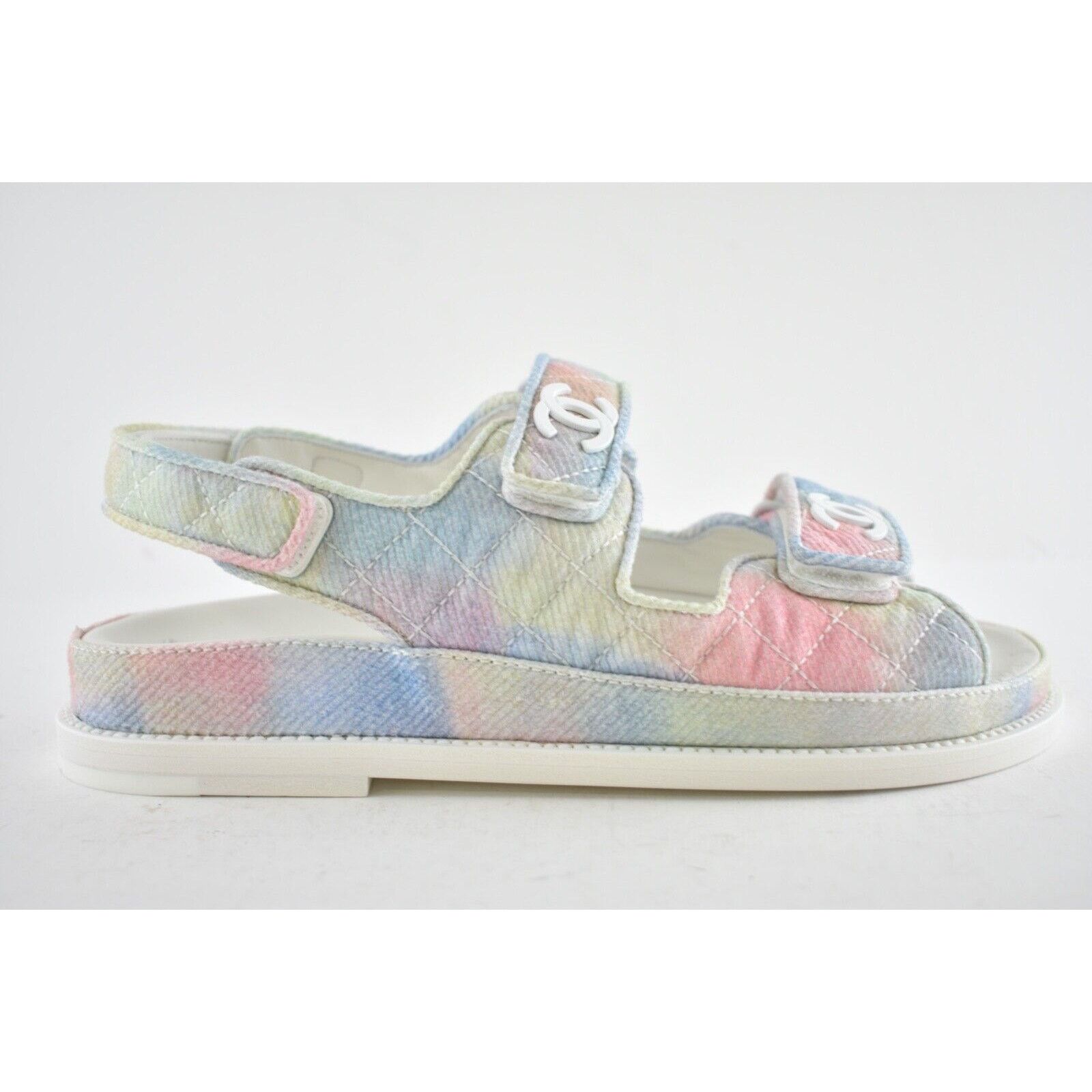 Chanel Chanel 22C Green Pink Blue White CC Logo Mule Slide Strap Size US 7 / IT 37 - 2 Thumbnail