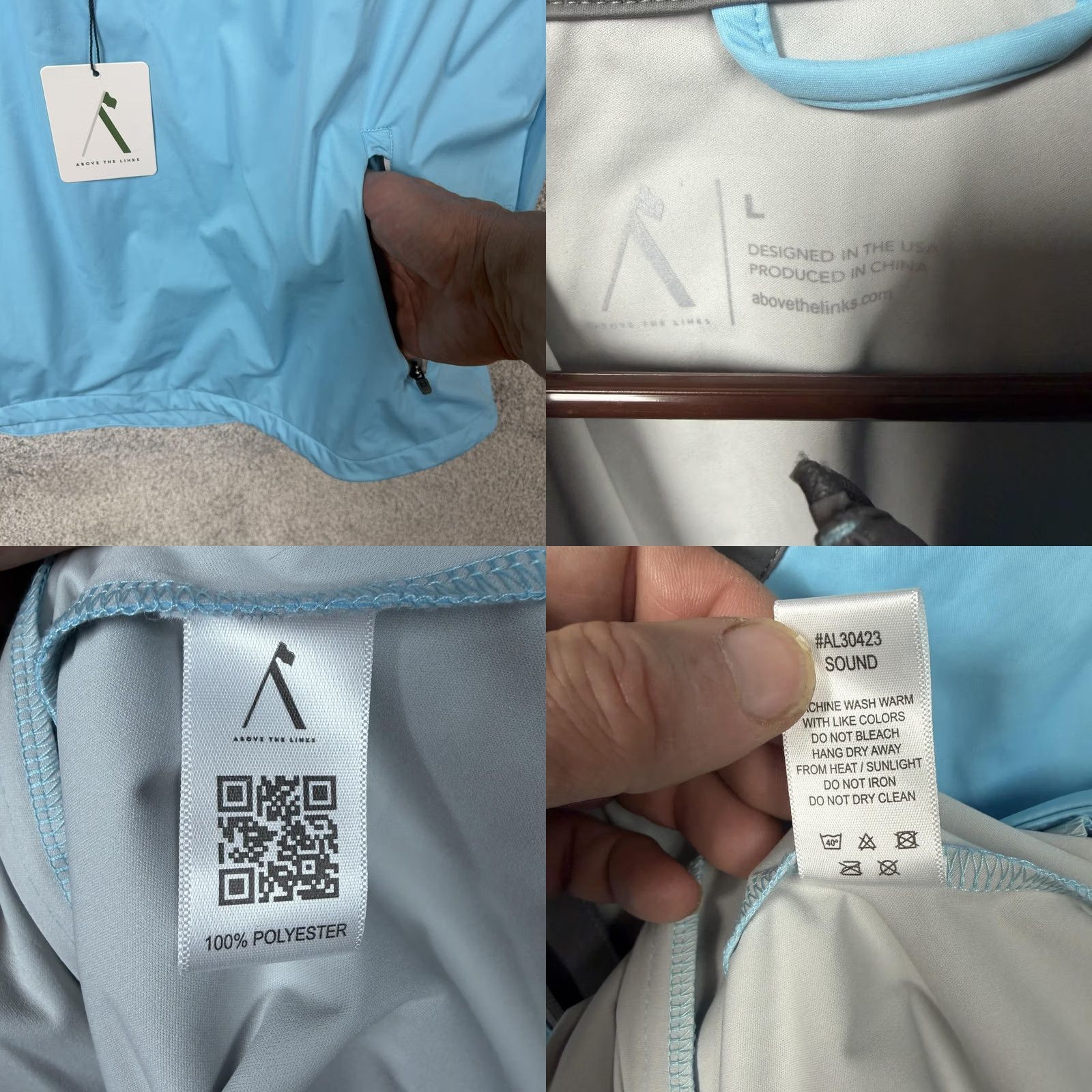 Vintage Above The Links Jacket Mens L Blue Gray 1/2 Zip Golf Windbreaker Softshell Size US L / EU 52-54 / 3 - 8 Thumbnail