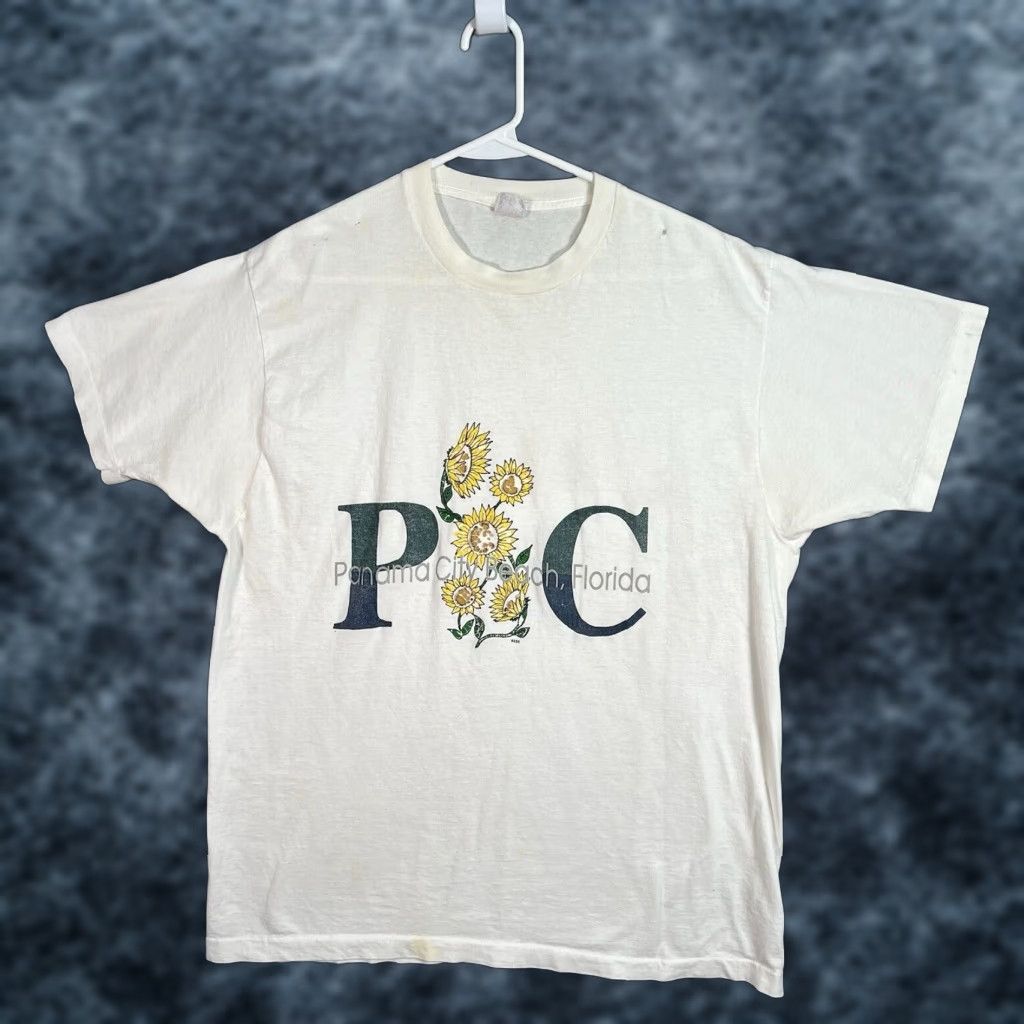 Sunflower VINTAGE BVD 90s Graphic Tee T-Shirt Panama City Beach Adult XL White Mens Size US XL / EU 56 / 4 - 1 Thumbnail