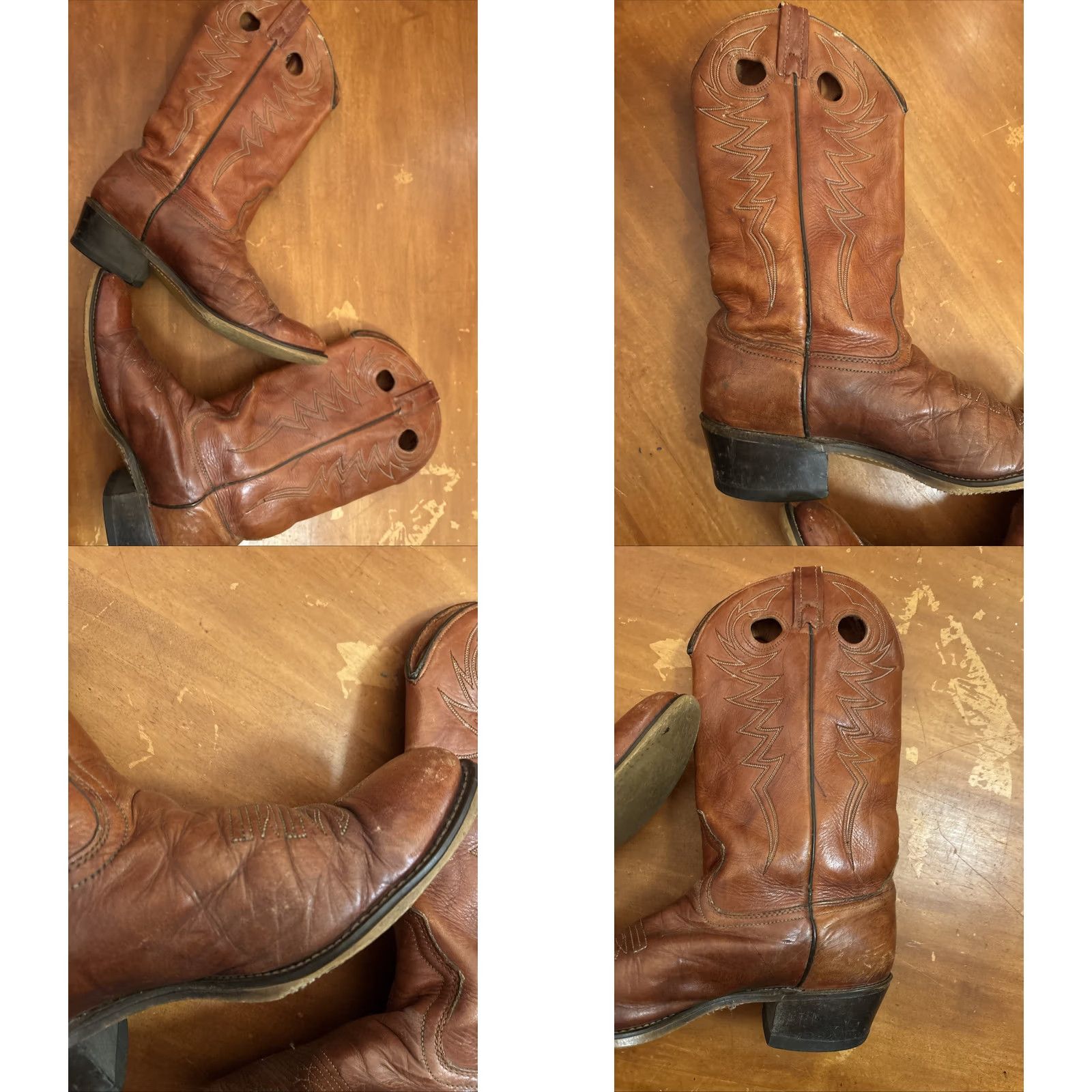 VINTAGE Acme Western Boots Boot Mens 9 D Brown Leather Pull  display picture 2