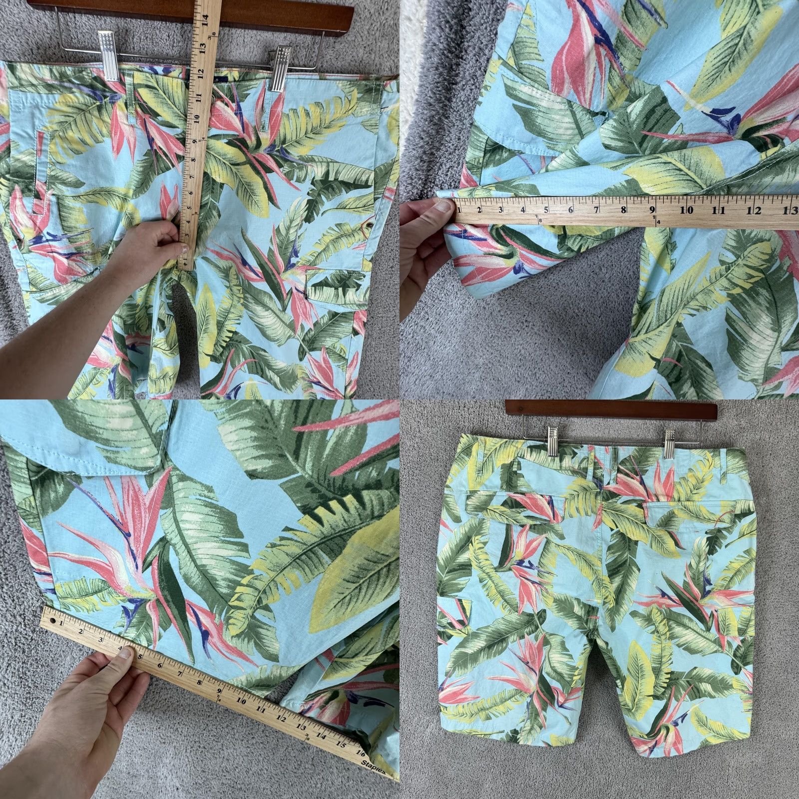 Vintage Caribbean Joe Cargo Shorts Mens 38 Tropical Floral Stretch Pockets Beach Summer Size US 38 / EU 54 - 8 Thumbnail