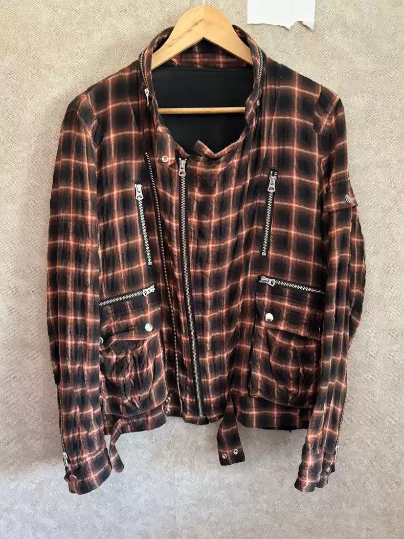 Undercover 07ss Silver line shrink biker jacket