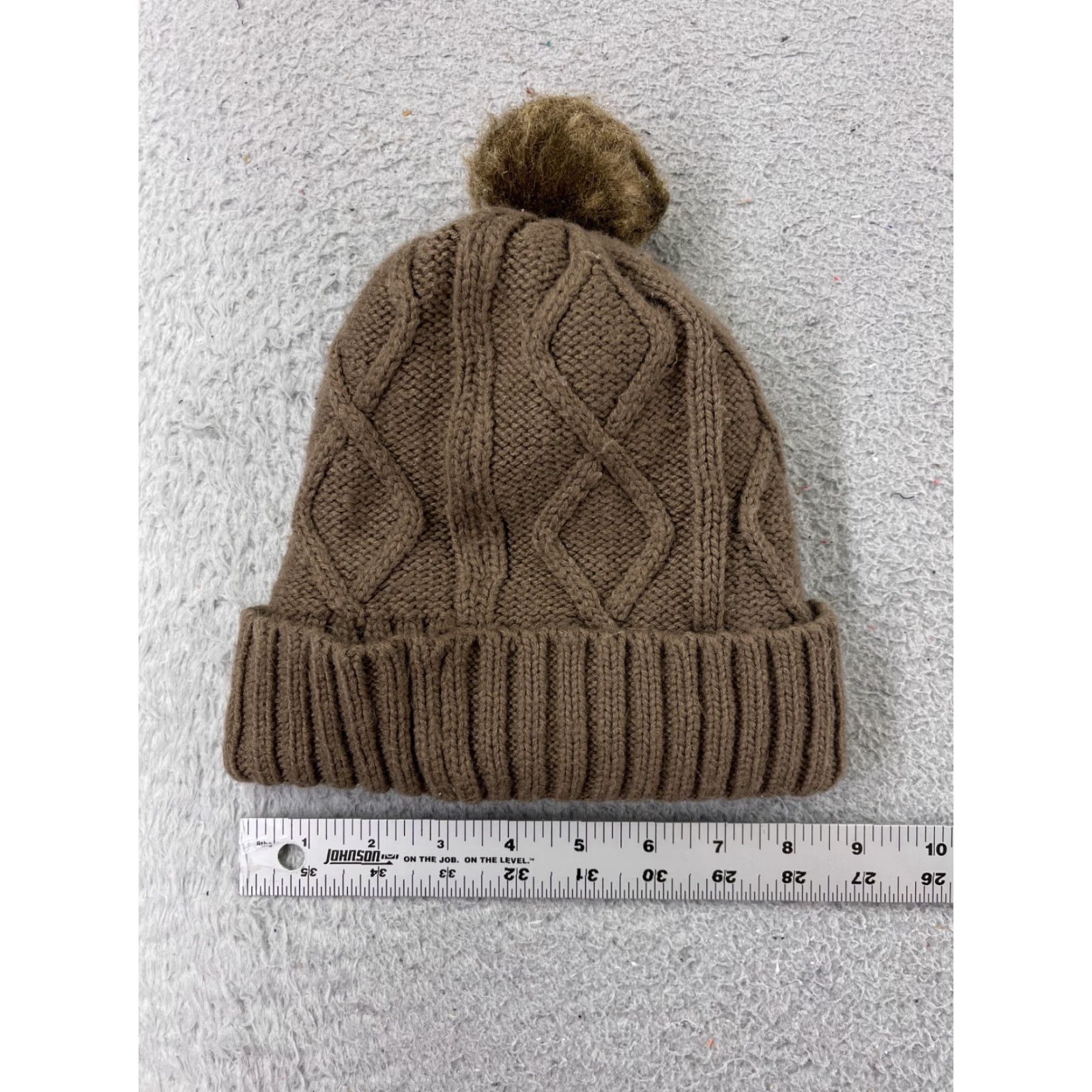 Vintage Womens Beanie Hat Knit Brown 100% Acrylic Lined One Size Winter Ski Pom Beanie Women Adult One Size Brown Knit Accessories Outdoors Skiing Mens/Womens Size ONE SIZE - 4 Thumbnail