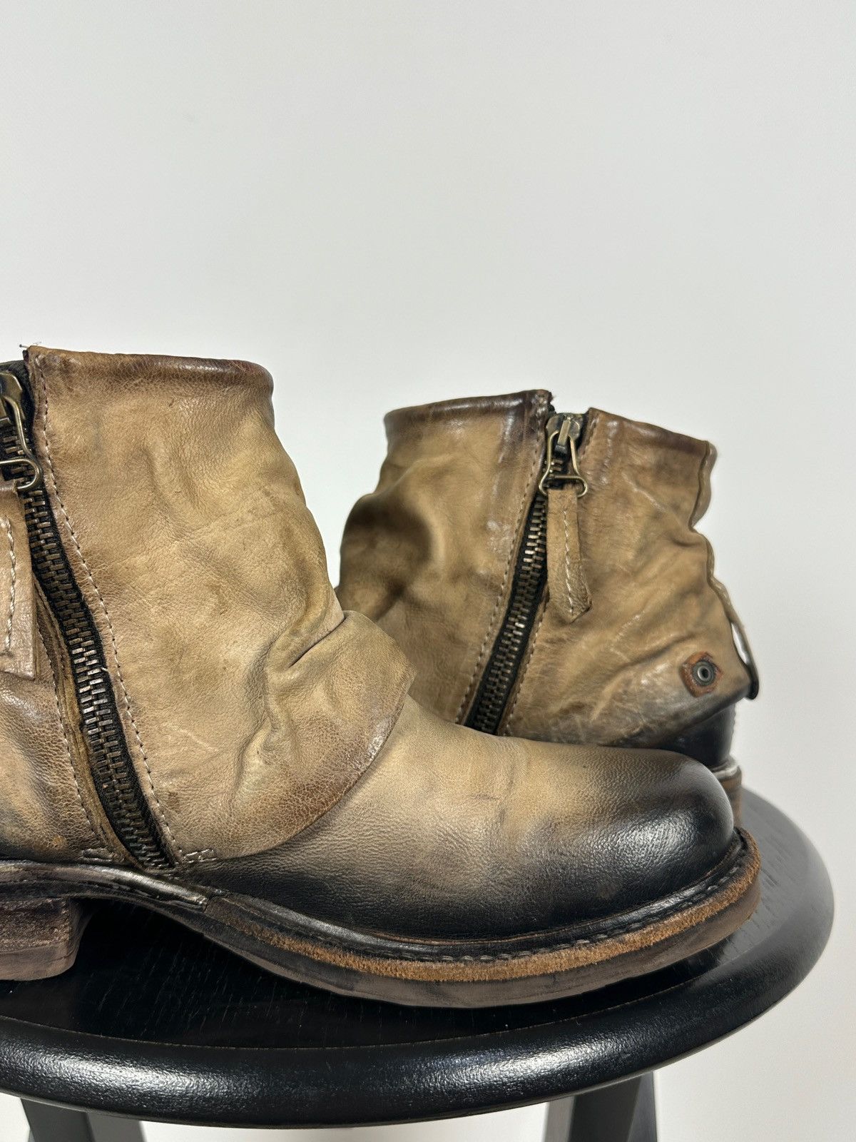 A.S.98 A.S.98. Airstep Distressed Leather Biker Ankle Boots Size US 6 / IT 36 - 18 Thumbnail