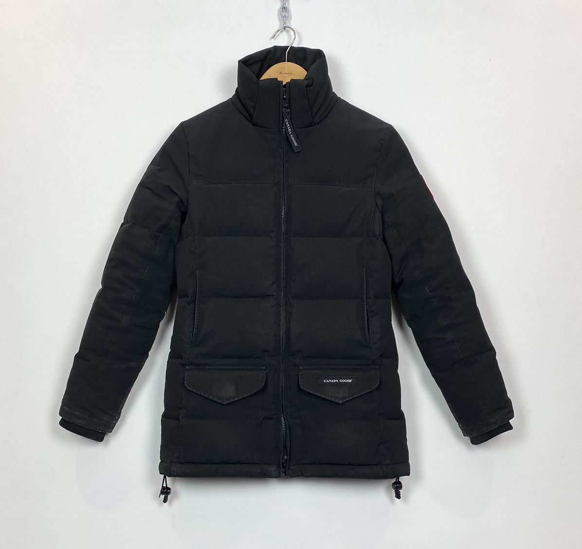 Canada Goose White Duck Down Long Sleeve Coat Jacket Black