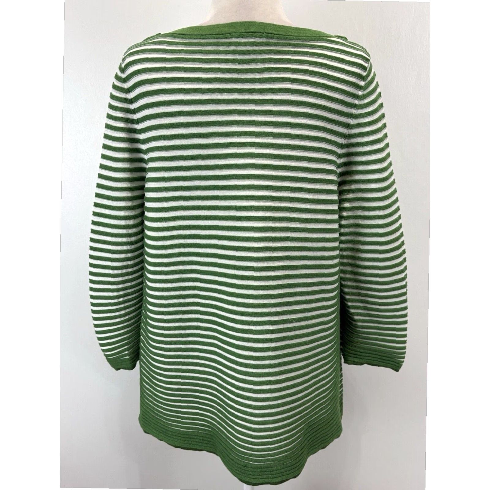 Cos COS Green White Striped Boxy Cotton Sweater Women's Large Pullover Size L / US 10 / IT 46 - 3 Thumbnail