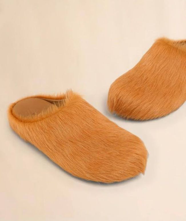 Marni o1w1db10326 Fussbett Calf-Hair Slippers in Orange Size US 12 / EU 45 - 2 Thumbnail