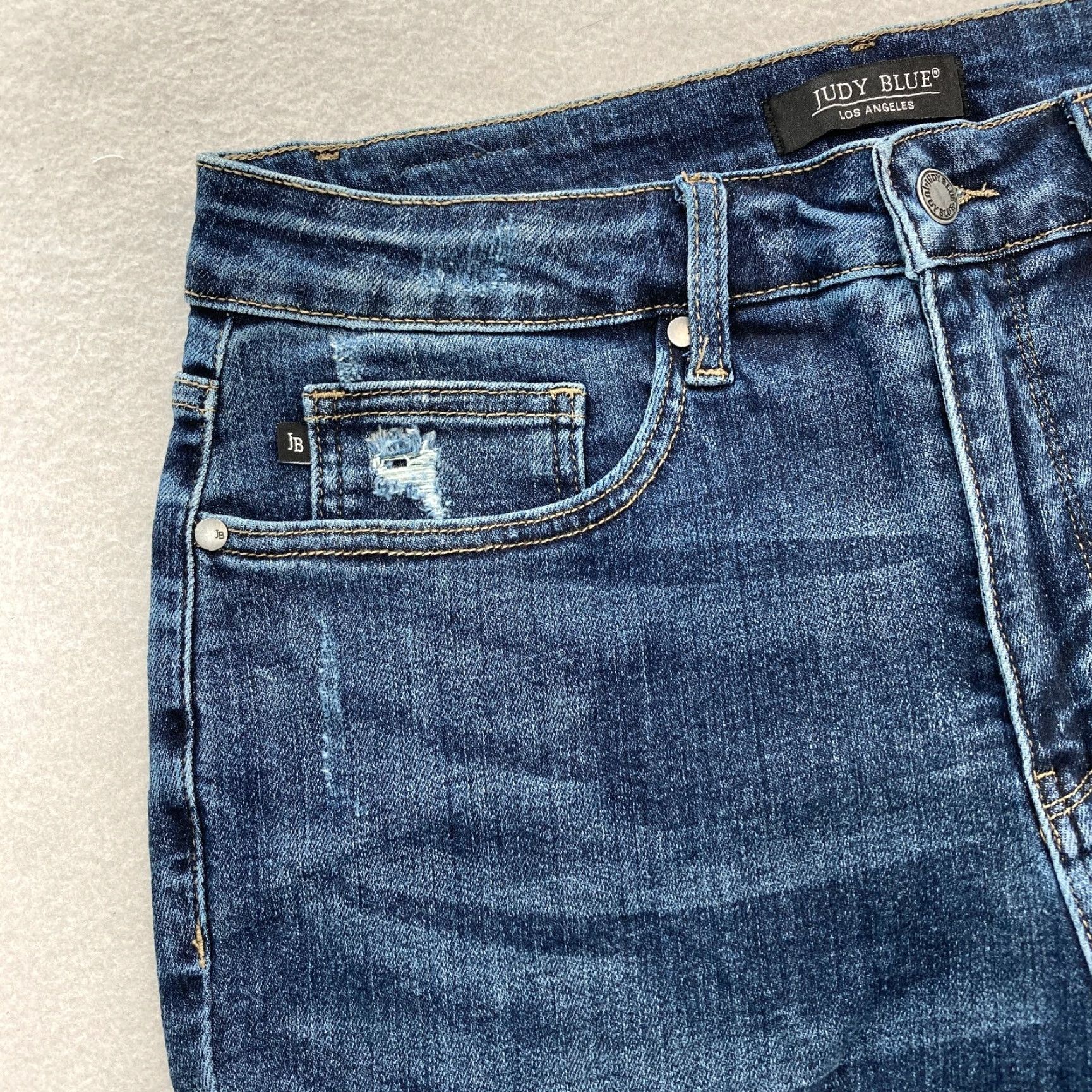 Denime Judy Blue Jeans Women's 16W Skinny Fit Dark Wash Blue Stretch Denim Distressed Jeans Size 25" / US 0 / IT 36 - 3 Thumbnail