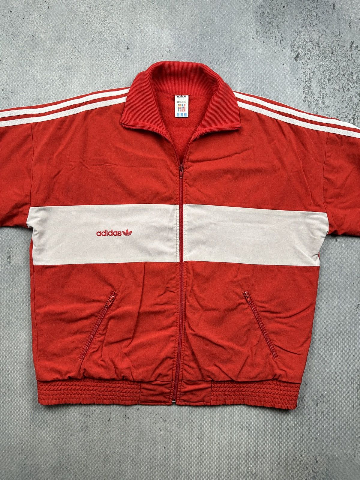 Adidas Vintage Adidas West Germany Rare Track Jacket Red White 80s Size US L / EU 52-54 / 3 - 4 Thumbnail