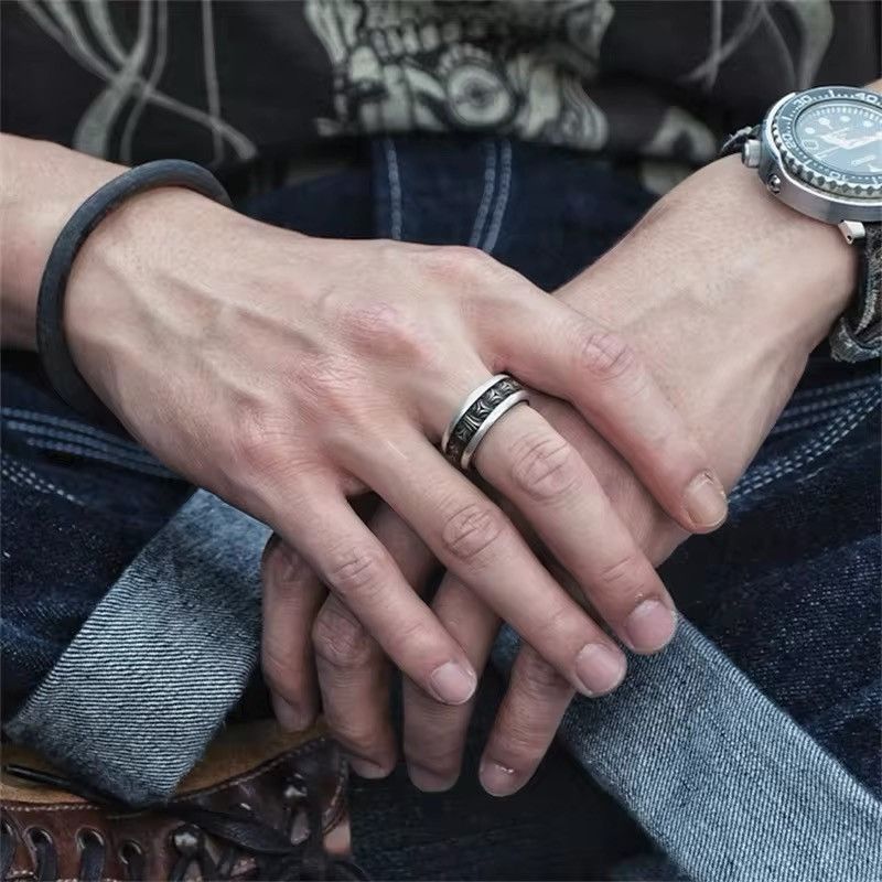 Jewelry × Vintage General Token Design Gold Silver Collision Men Finger Ring Size ONE SIZE - 2 Thumbnail