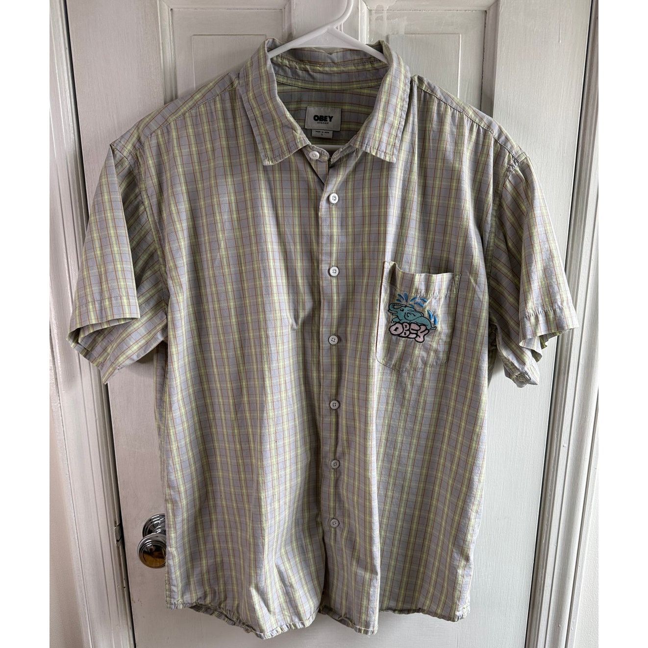 Obey Obey Propaganda Men's Plaid Button Down Shirt -Elephant Logo Size US L / EU 52-54 / 3 - 1 Thumbnail