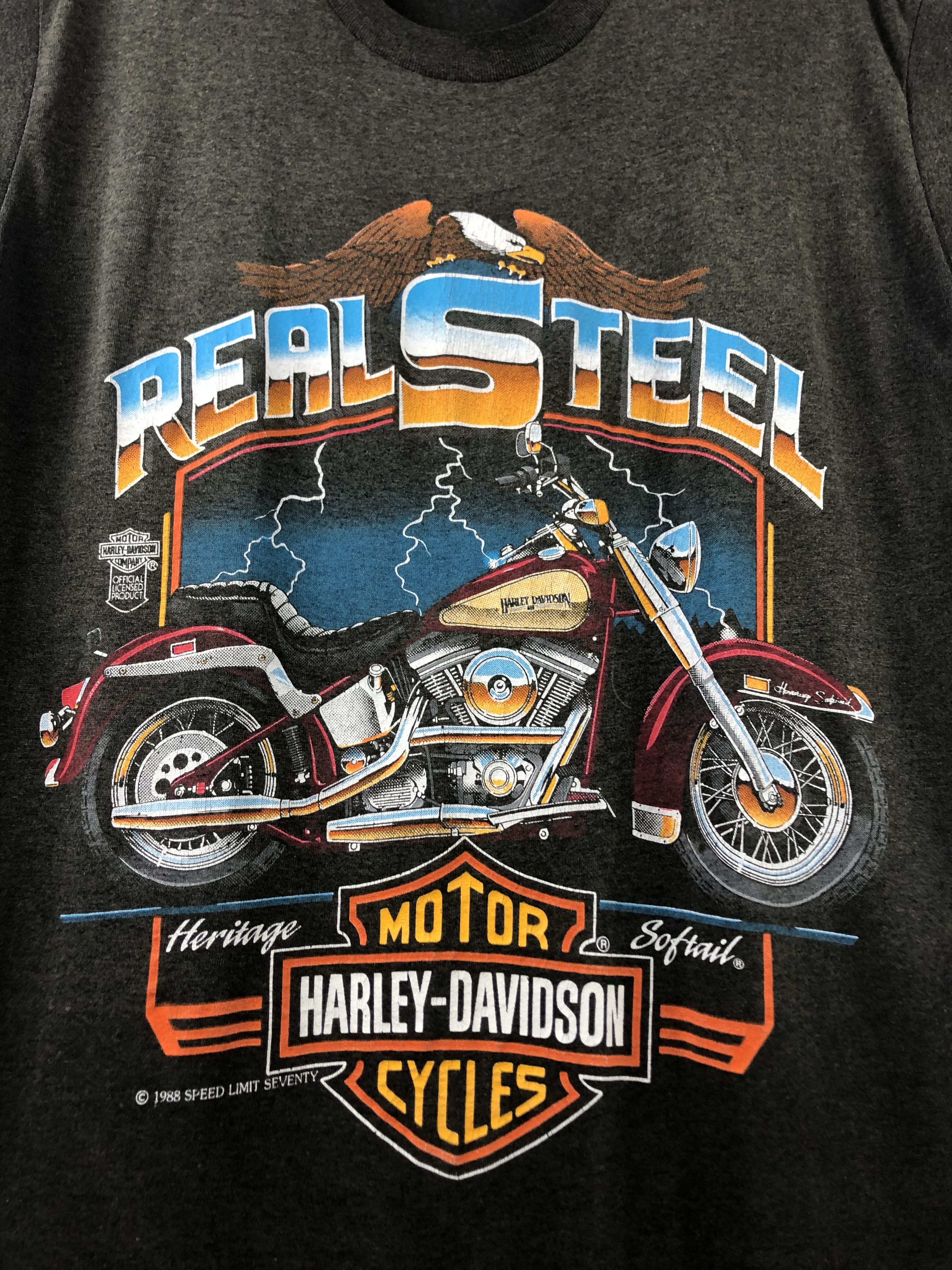 Harley Davidson Vintage 80's Harley Davidson Real Steel Shirt Print Vest Tee Size US L / EU 52-54 / 3 - 5 Thumbnail