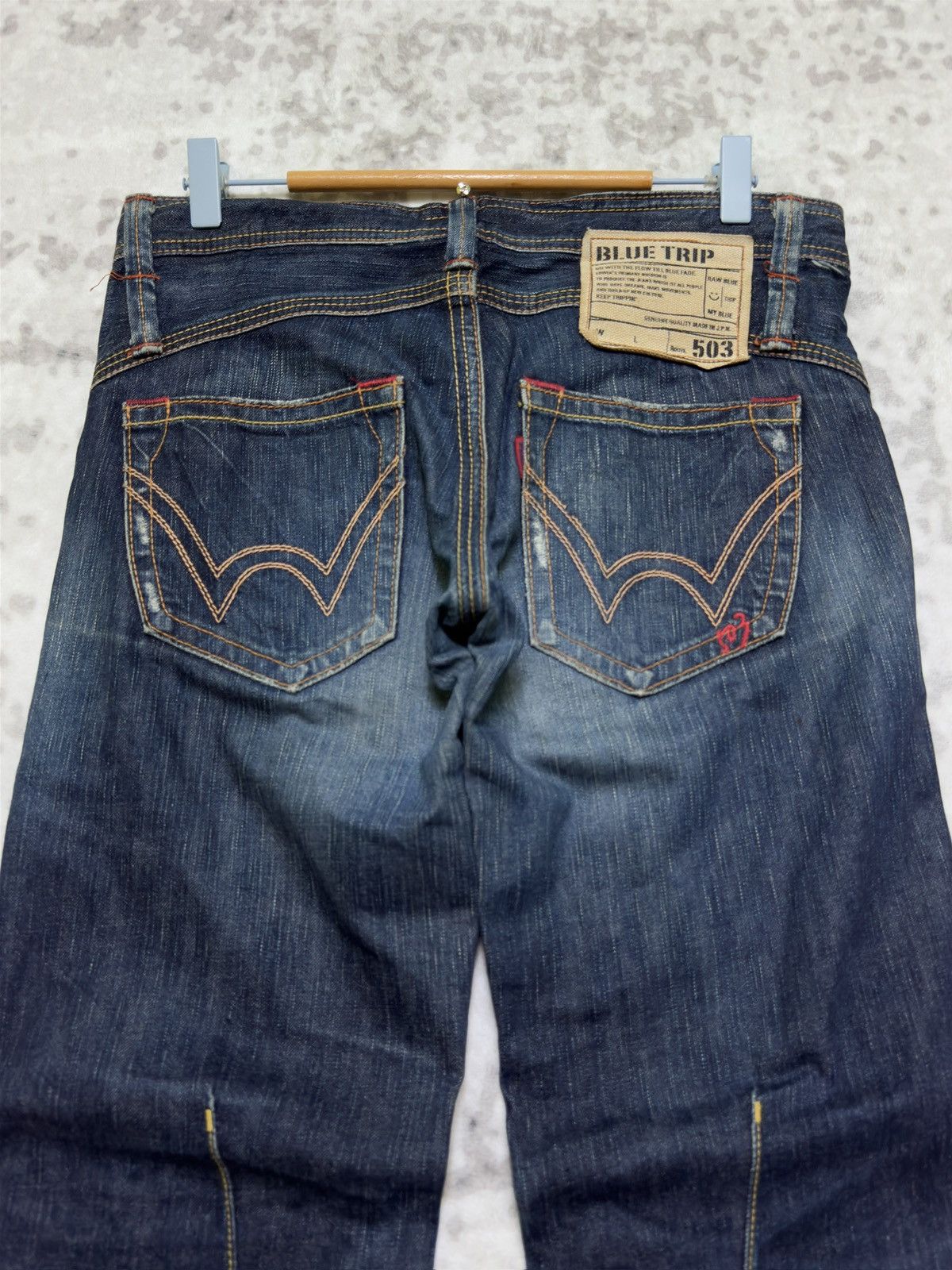 Edwin Vintage Edwin 503 Blue Trip Flared Denim Jeans Size US 31 - 7 Thumbnail
