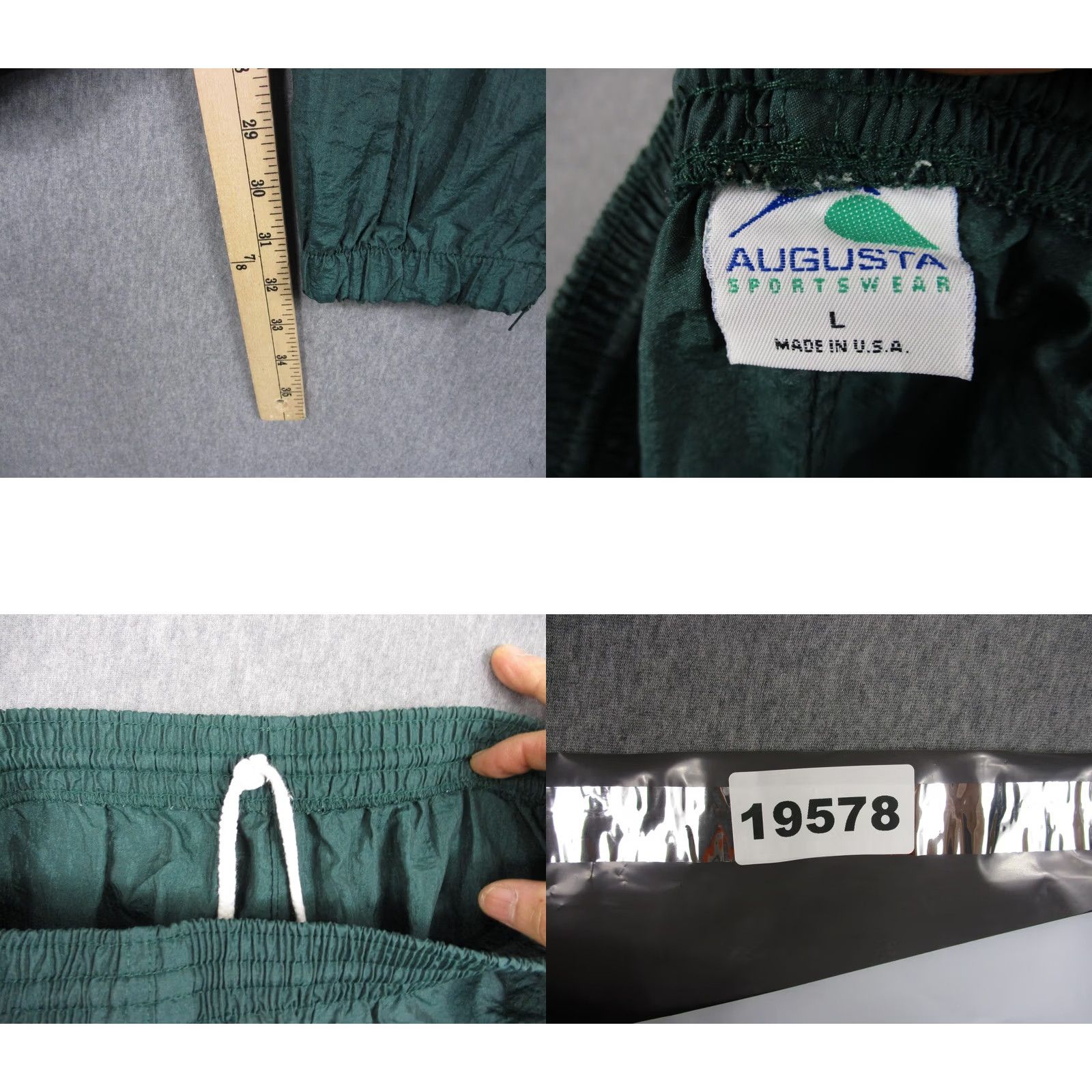 Augusta Sportswear VINTAGE Augusta Sportswear Miles College Track Suit Mens L Green 2 Piece Nylon Set Size 42R - 11 Thumbnail