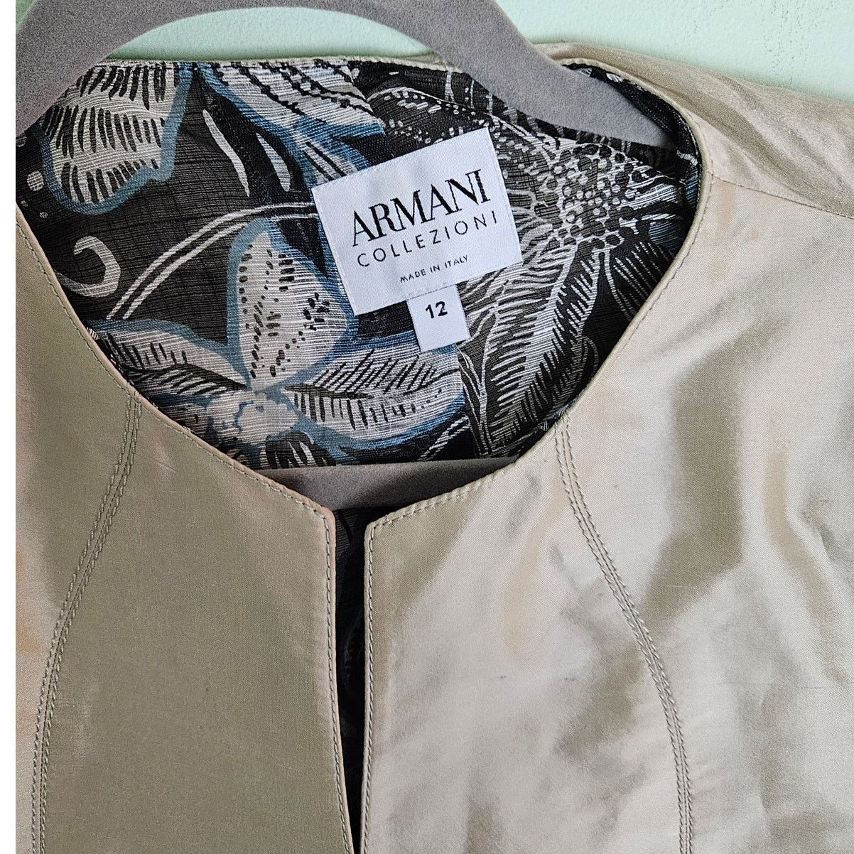 Armani Collezioni Armani Collezioni 90s Light Gold Silk Short Sleeve Jacket Size XL / US 12-14 / IT 48-50 - 10 Thumbnail